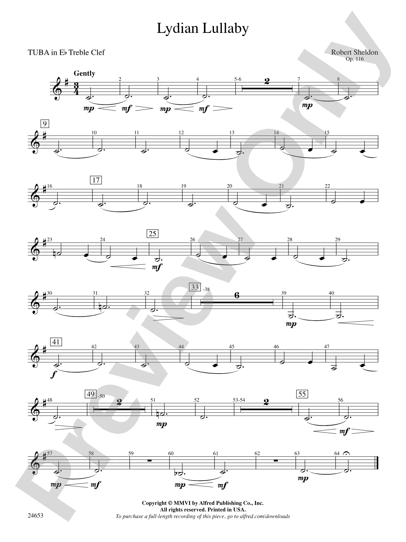 Lydian Lullaby: (wp) E-flat Tuba T.C.