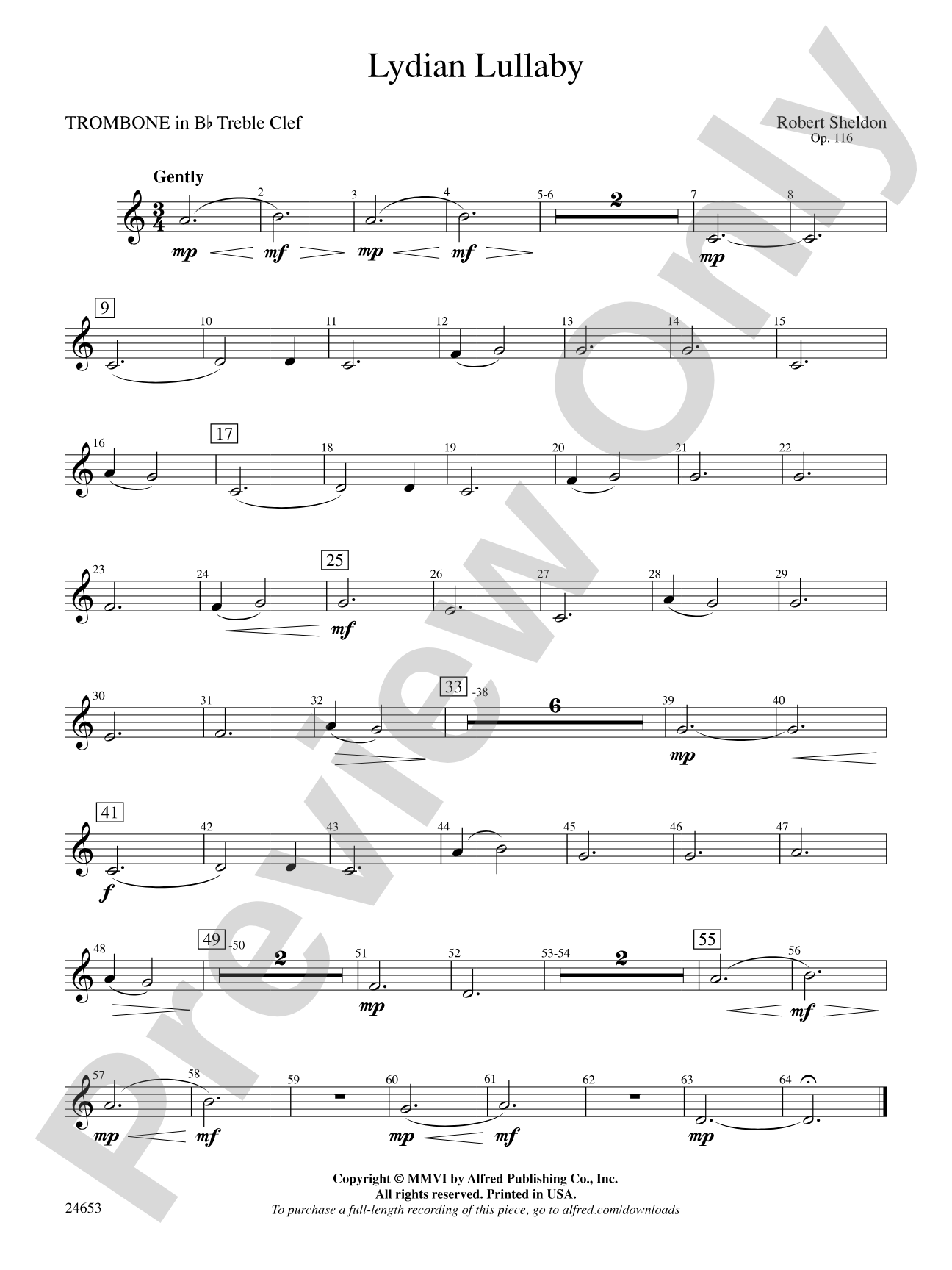 Lydian Lullaby: (wp) Bb Trombone T.C.