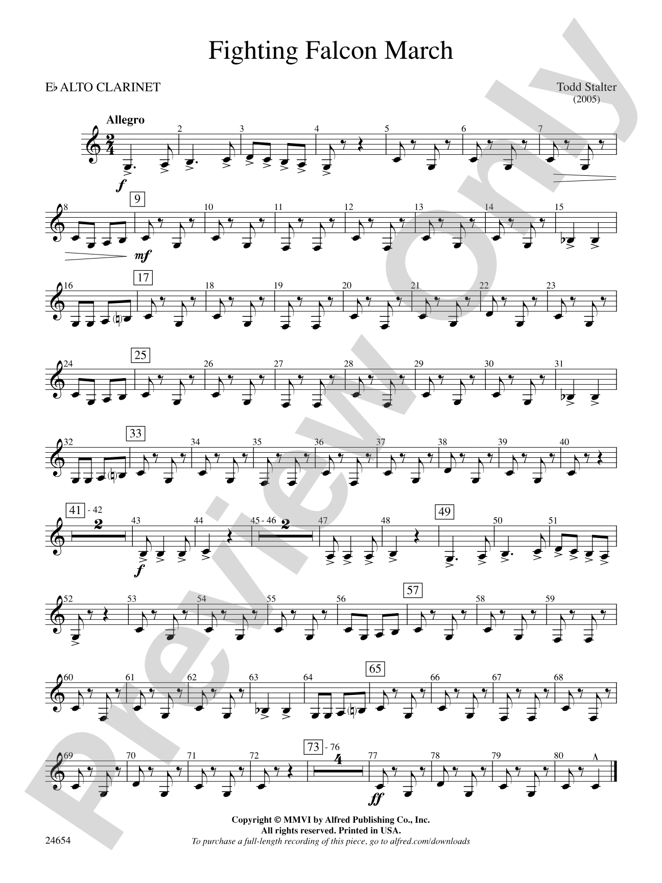 Fighting Falcon March: E-flat Alto Clarinet
