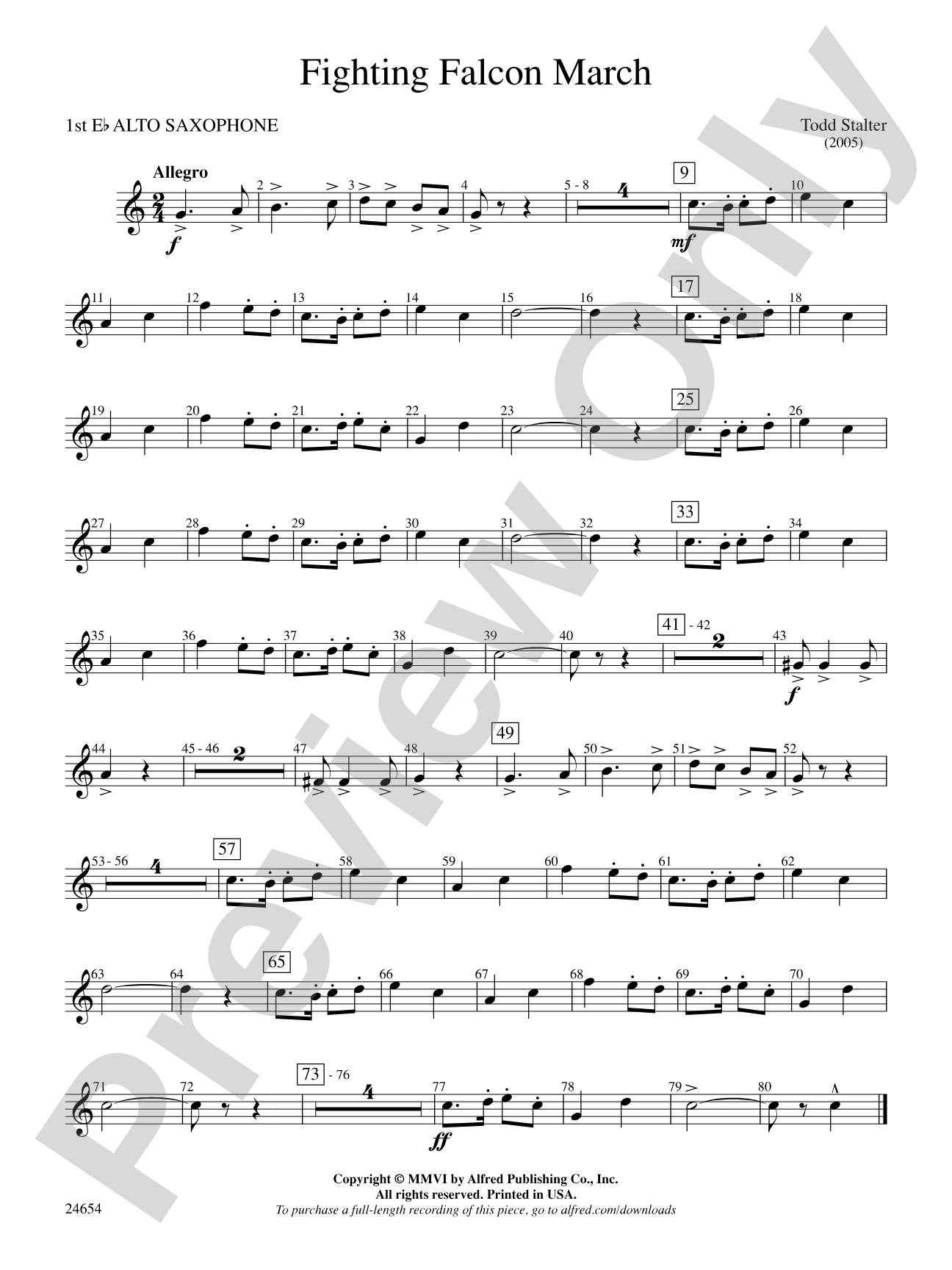 Fighting Falcon March: E-flat Alto Saxophone