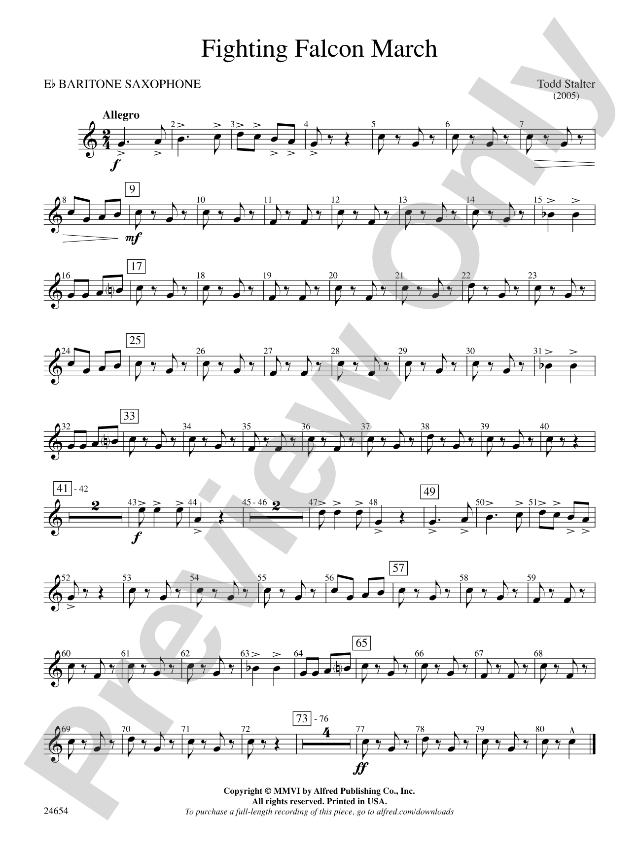 Fighting Falcon March: E-flat Baritone Saxophone