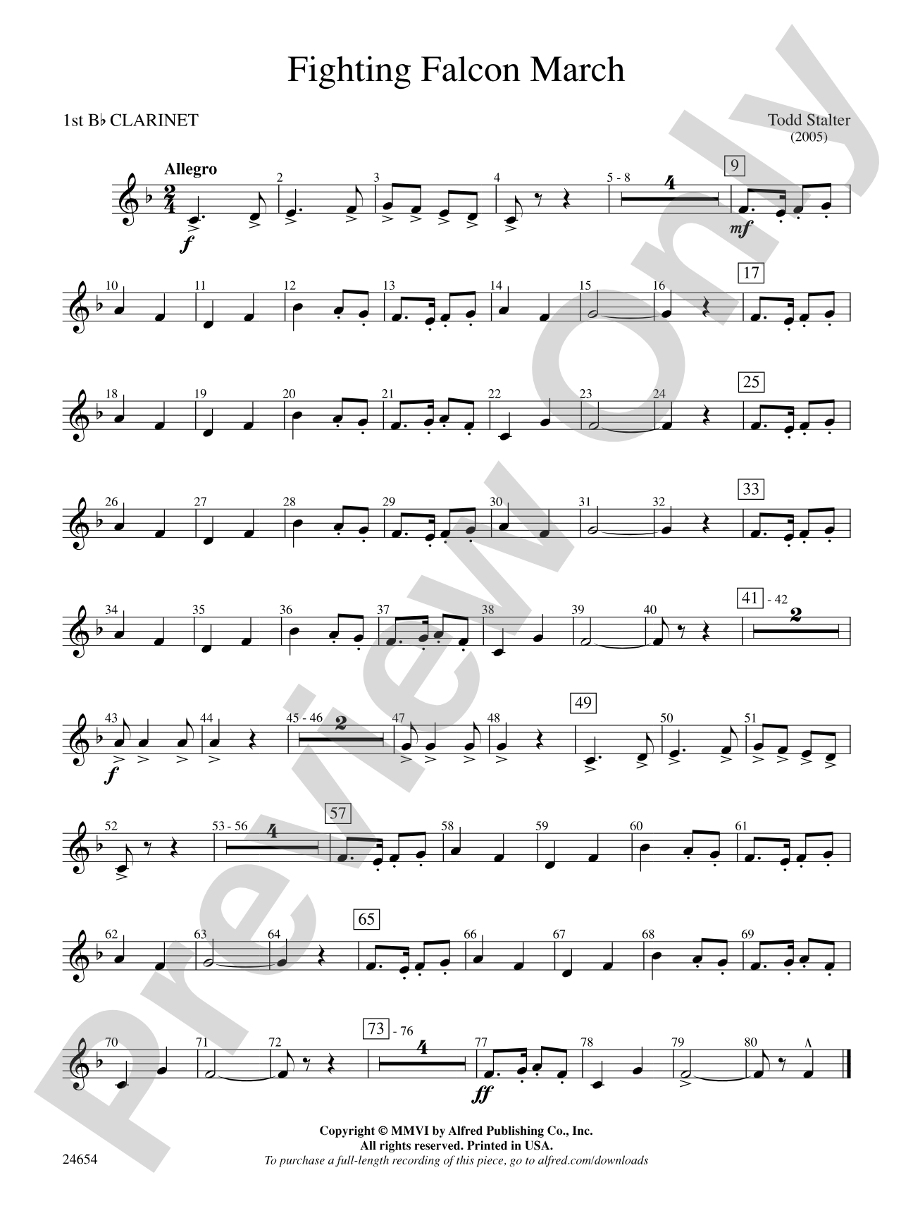 Fighting Falcon March: 1st B-flat Clarinet