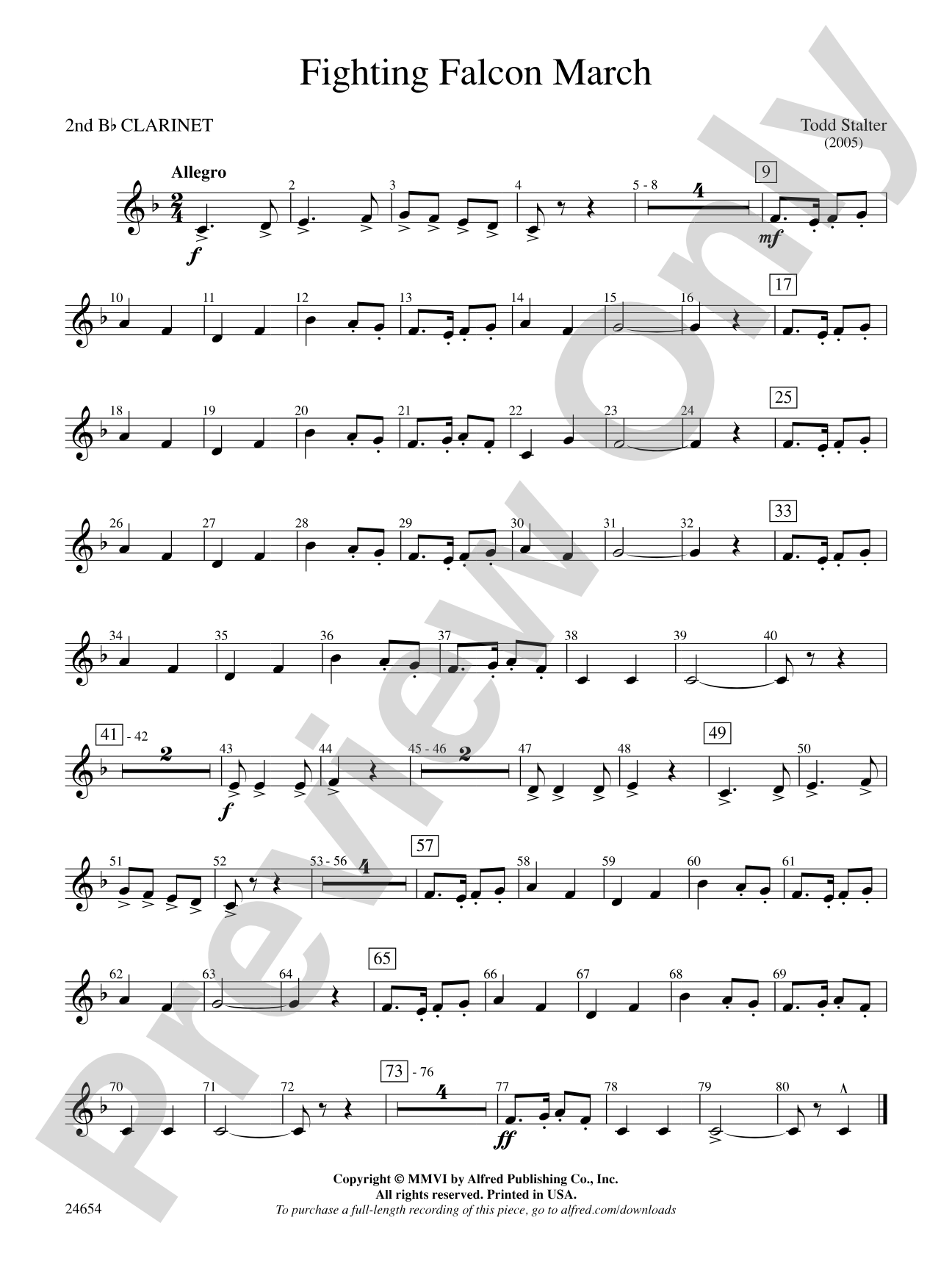 Fighting Falcon March: 2nd B-flat Clarinet