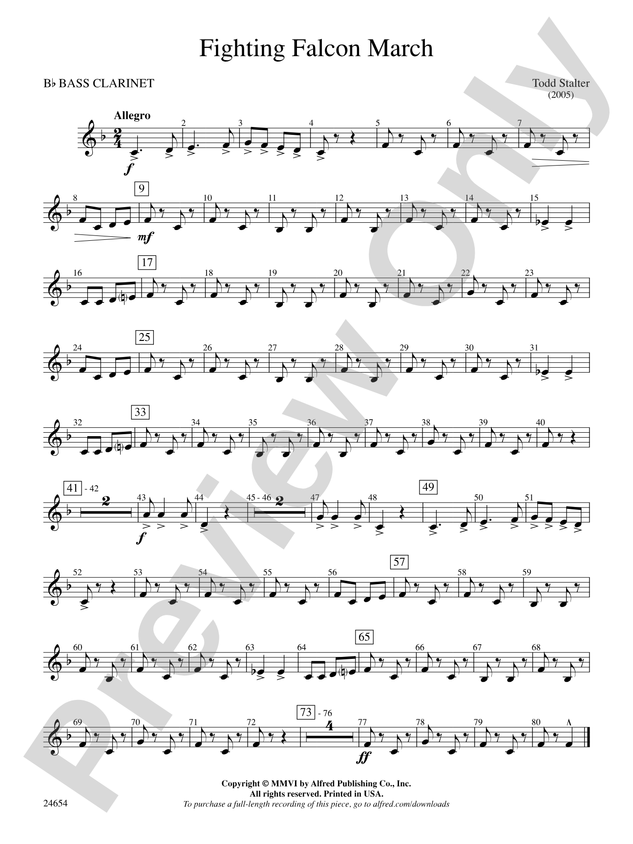 Fighting Falcon March: B-flat Bass Clarinet