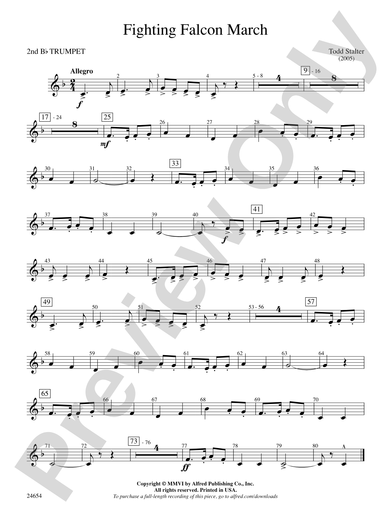 Fighting Falcon March: 2nd B-flat Trumpet