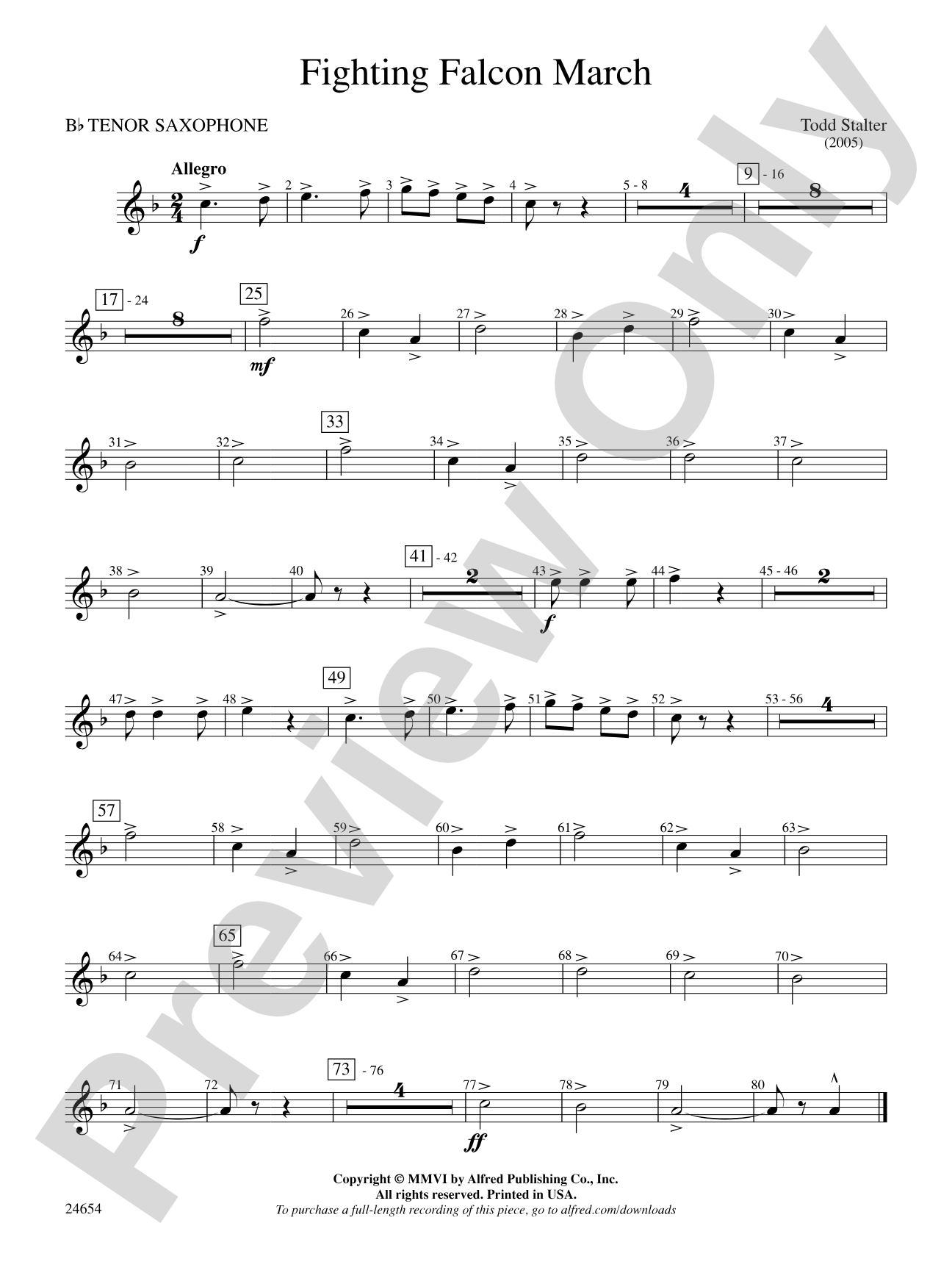 Fighting Falcon March: B-flat Tenor Saxophone