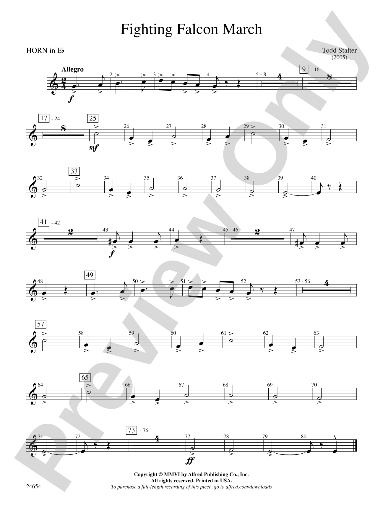 Fighting Falcon March: (wp) 1st Horn in E-flat