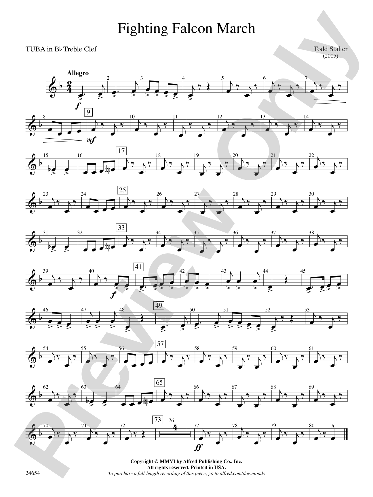 Fighting Falcon March: (wp) B-flat Tuba T.C.
