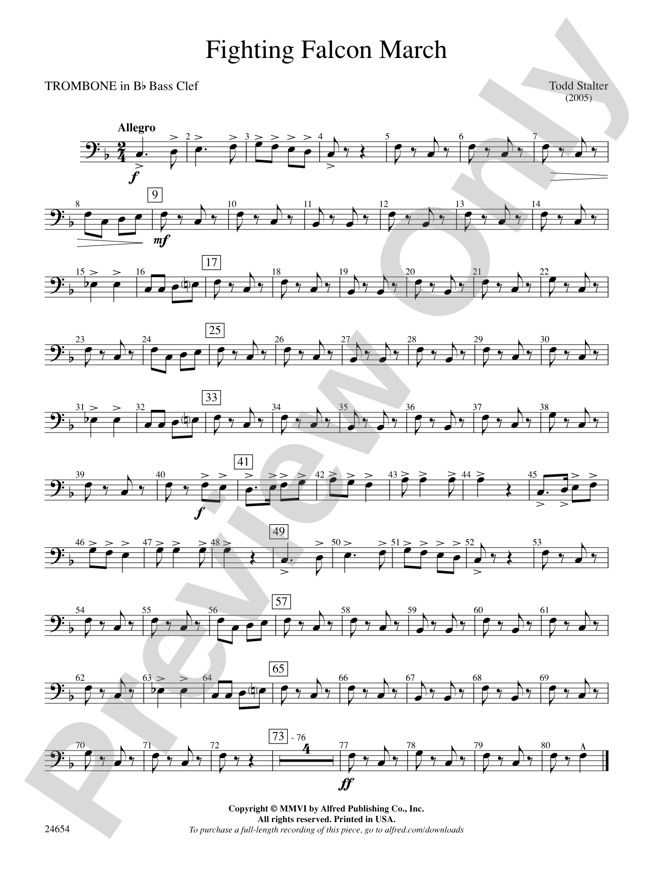 Fighting Falcon March: (wp) 1st B-flat Trombone B.C.