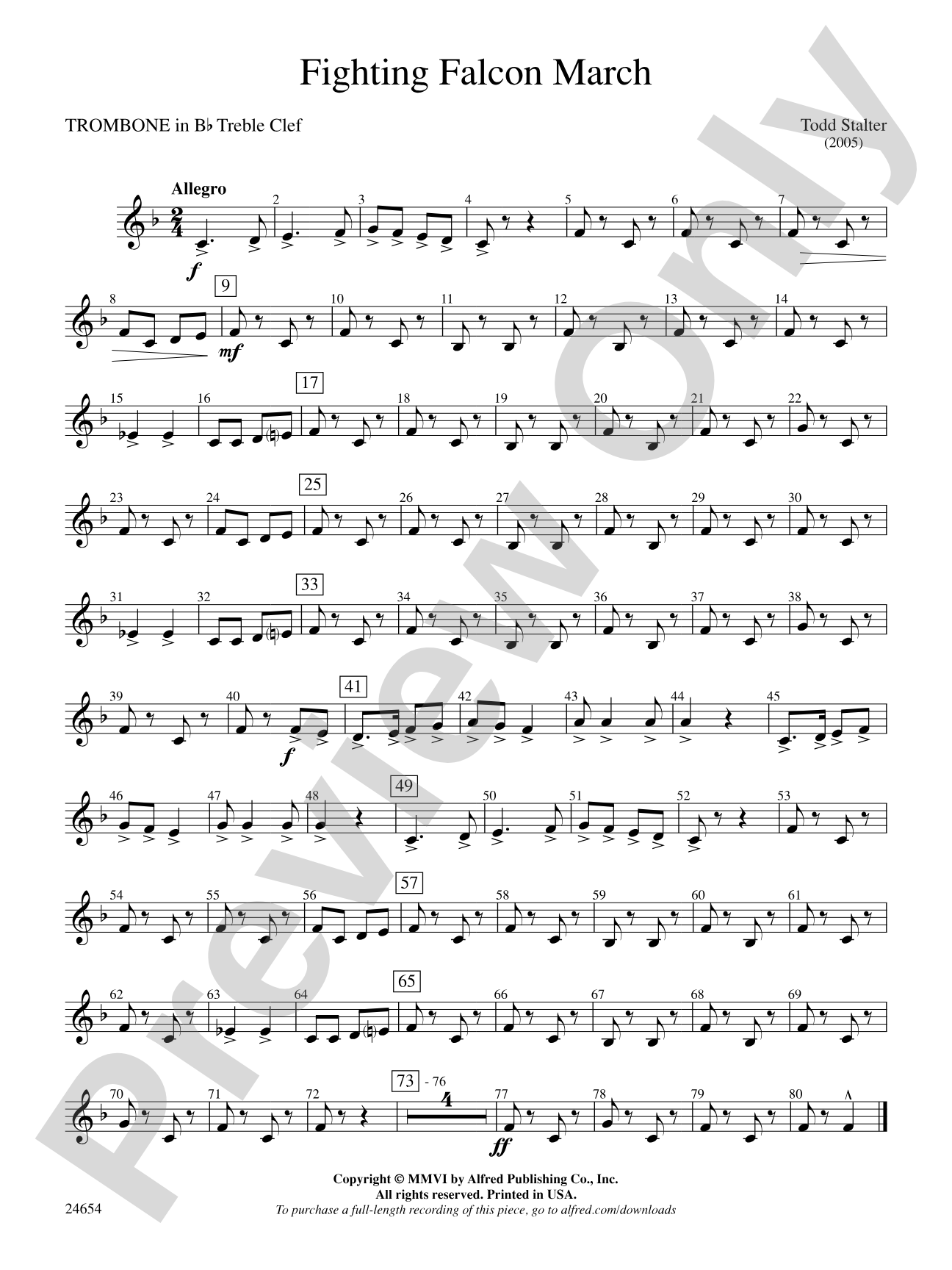 Fighting Falcon March: (wp) 1st B-flat Trombone T.C.