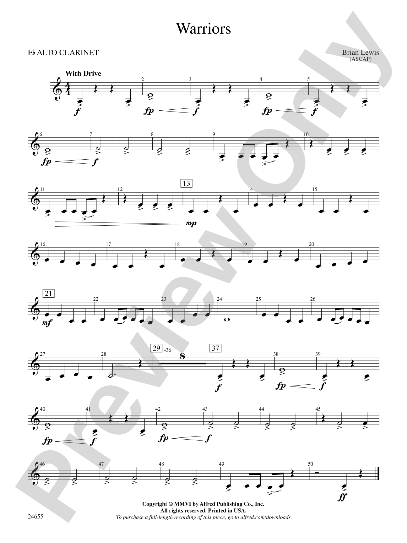 Warriors: E-flat Alto Clarinet