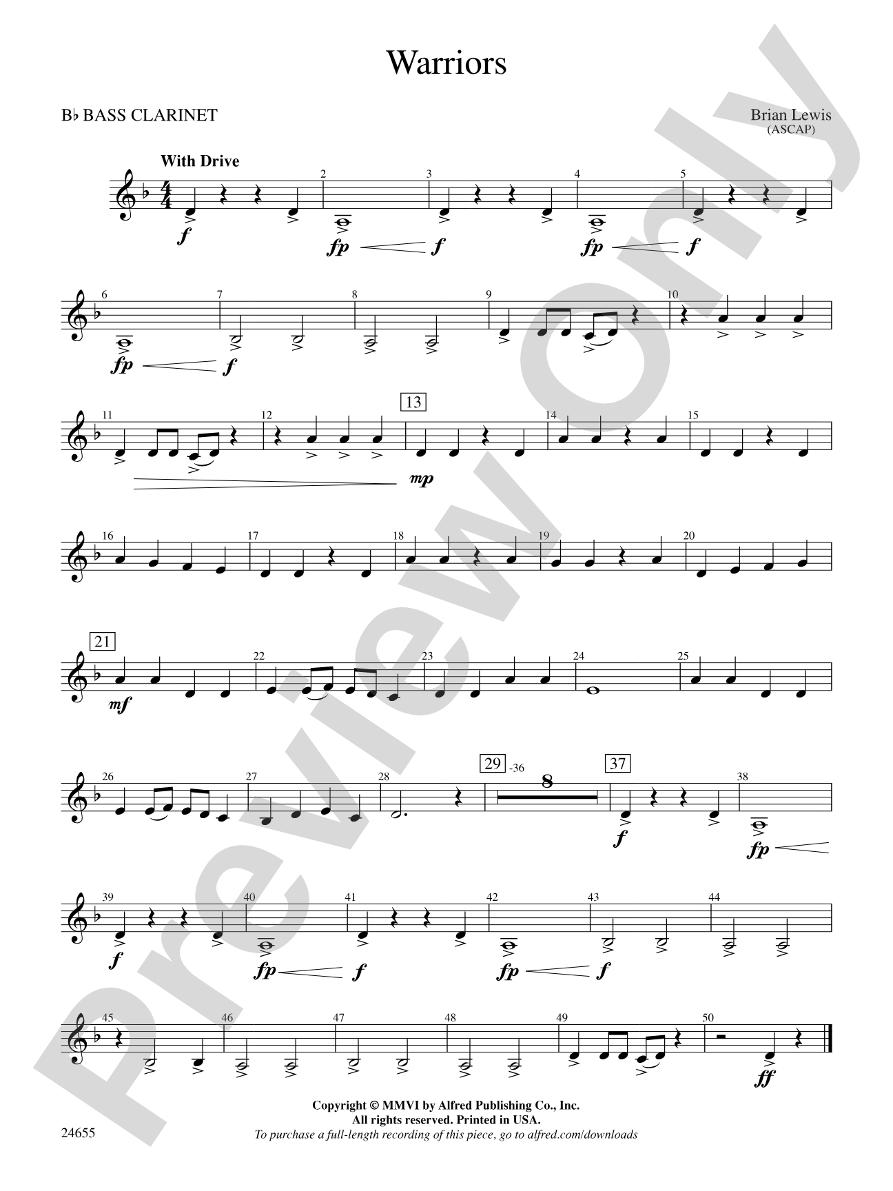 Warriors: B-flat Bass Clarinet