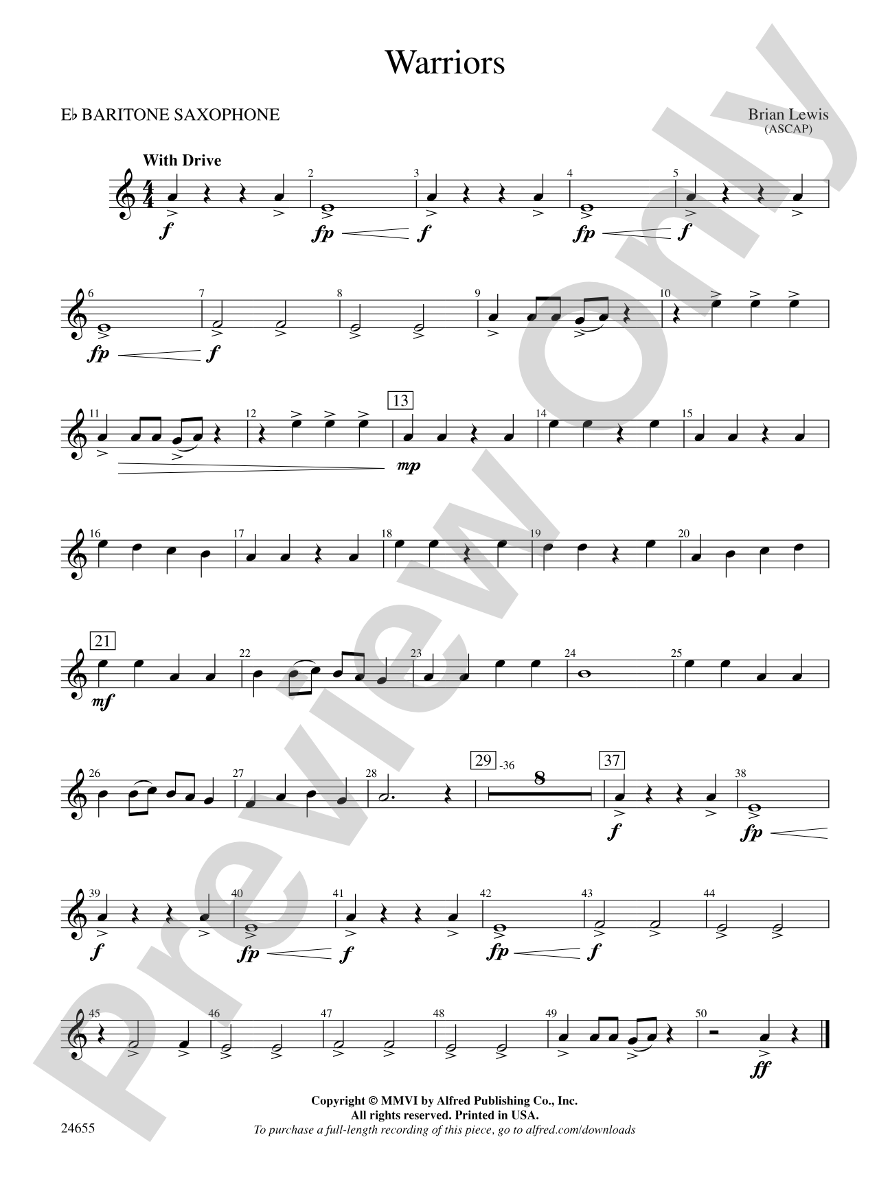 Warriors: E-flat Baritone Saxophone