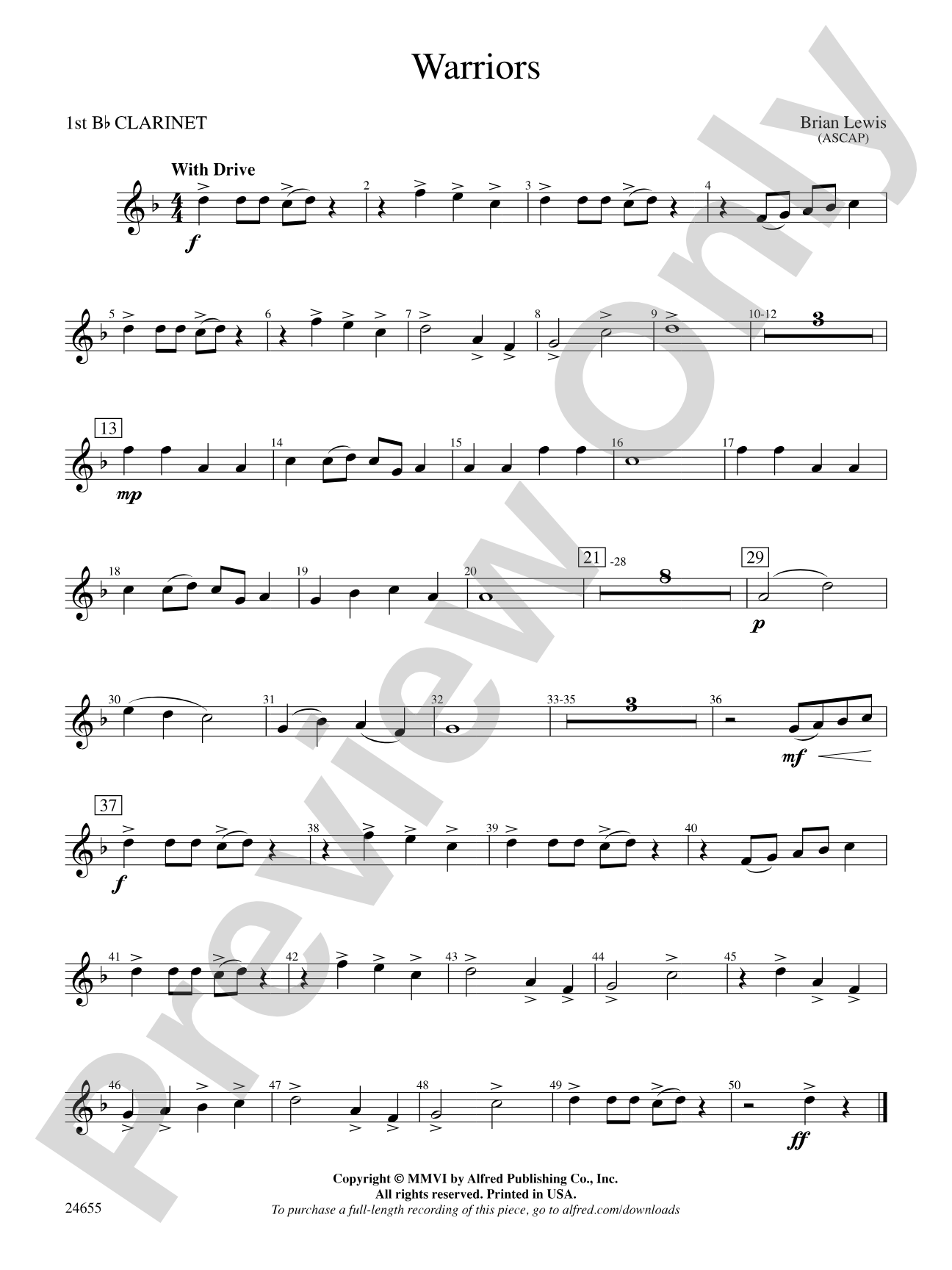 Warriors: 1st B-flat Clarinet