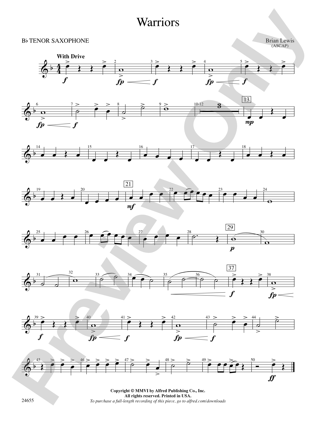 Warriors: B-flat Tenor Saxophone