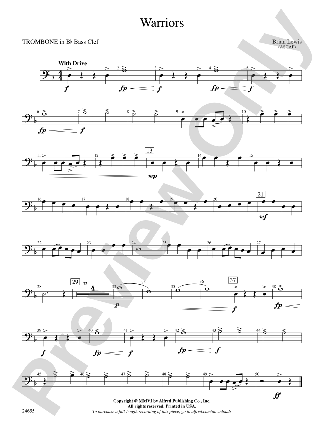 Warriors: (wp) Bb Trombone B.C.