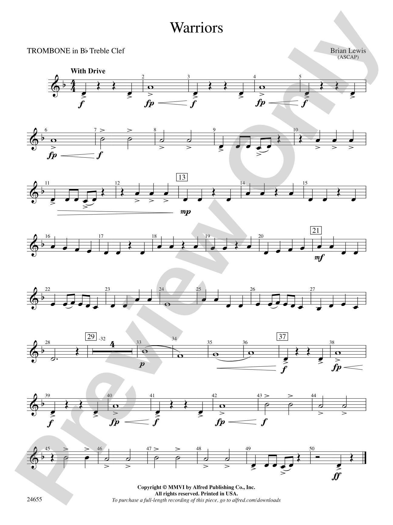 Warriors: (wp) Bb Trombone T.C.