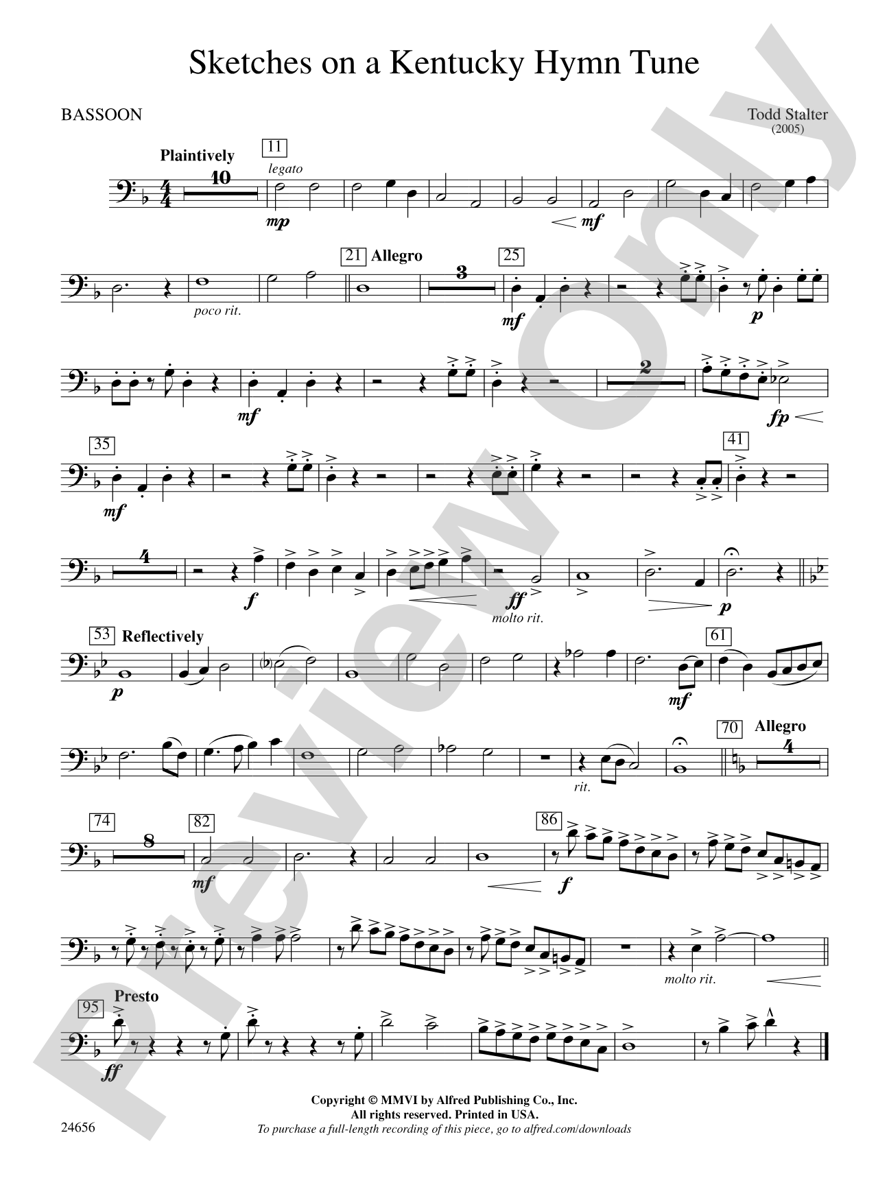 Sketches on a Kentucky Hymn Tune: Bassoon