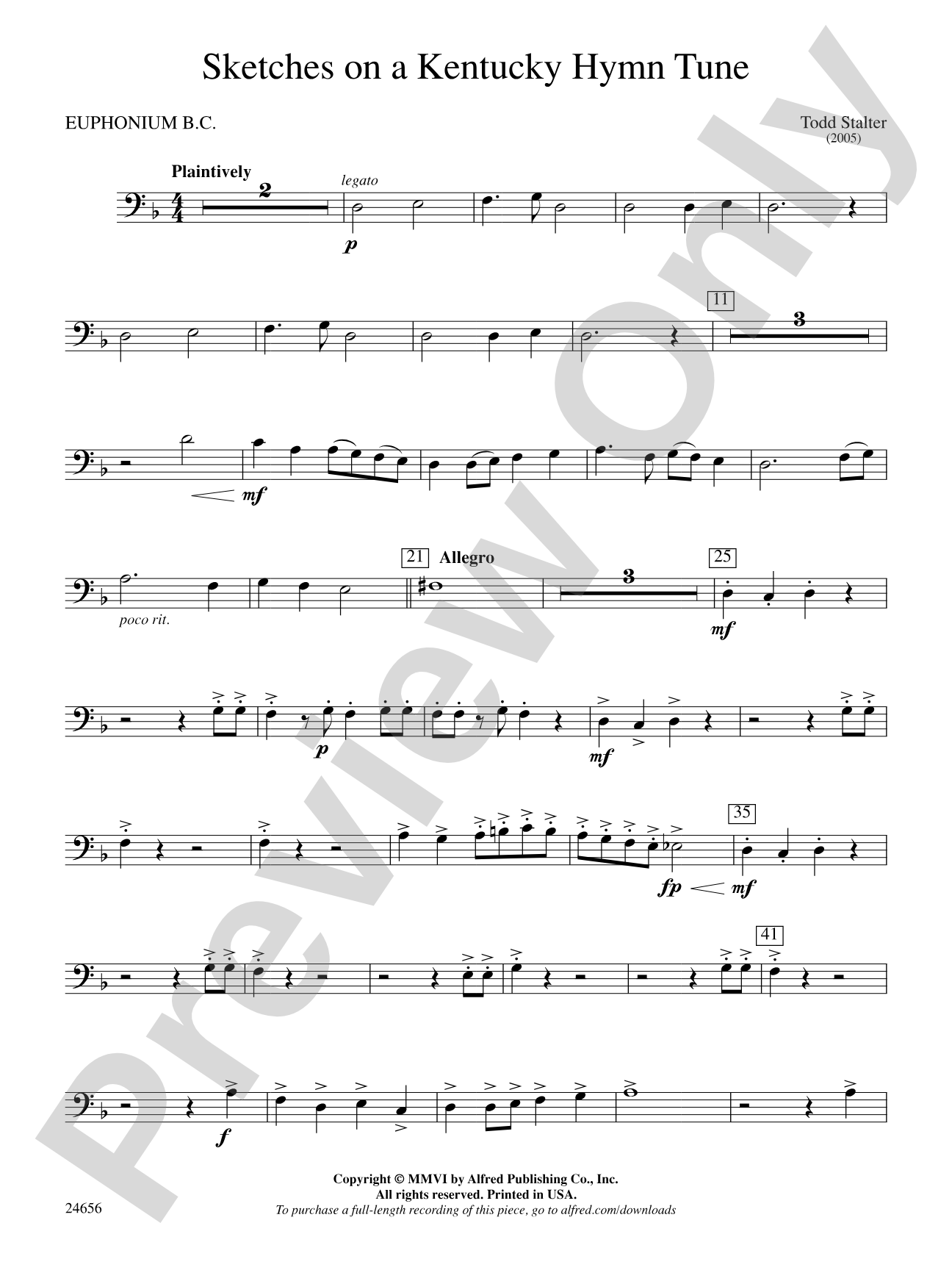 Sketches on a Kentucky Hymn Tune: Baritone B.C.