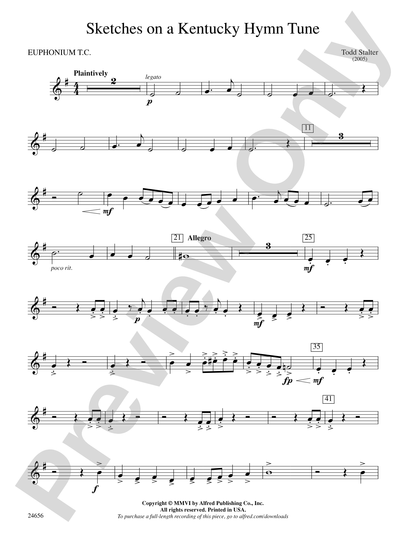 Sketches on a Kentucky Hymn Tune: Baritone T.C.