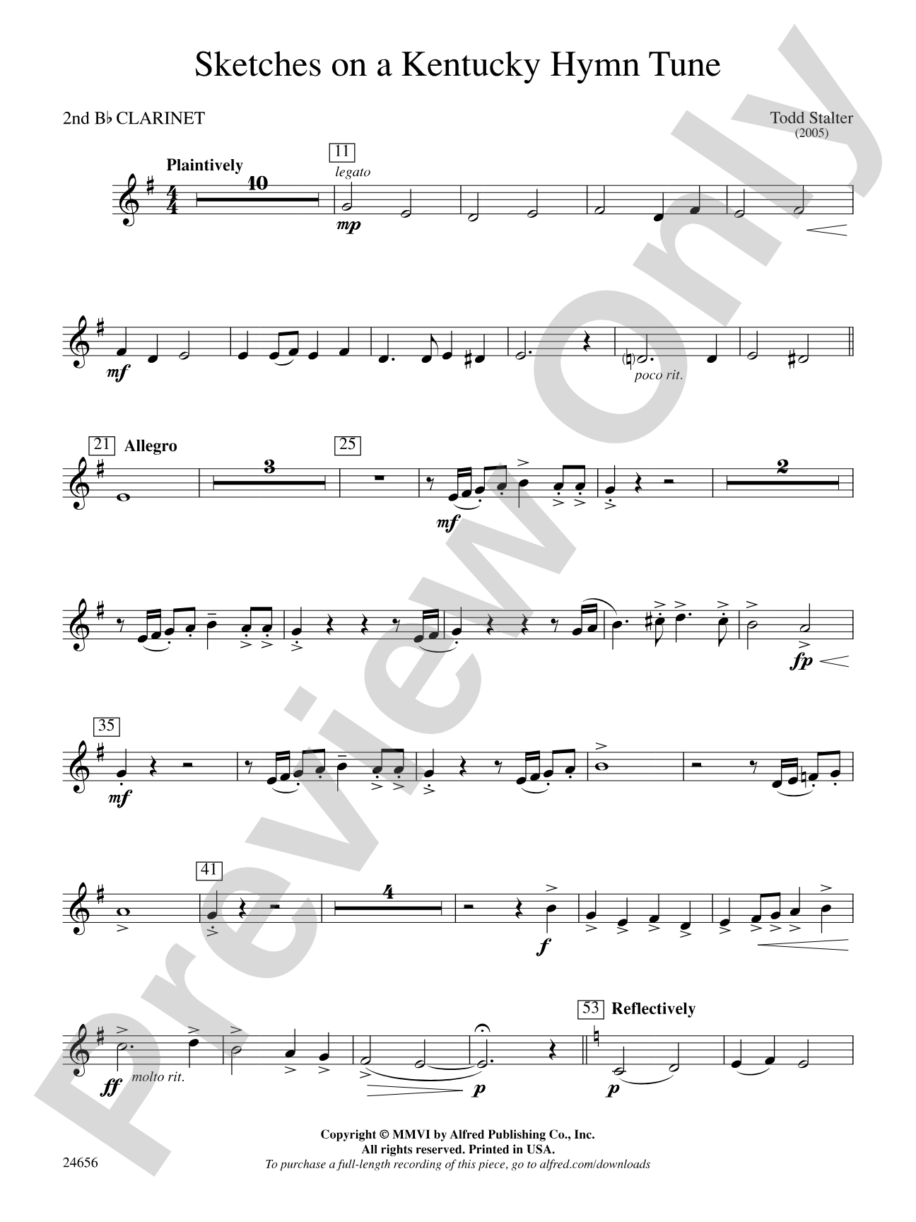 Sketches on a Kentucky Hymn Tune: 2nd B-flat Clarinet