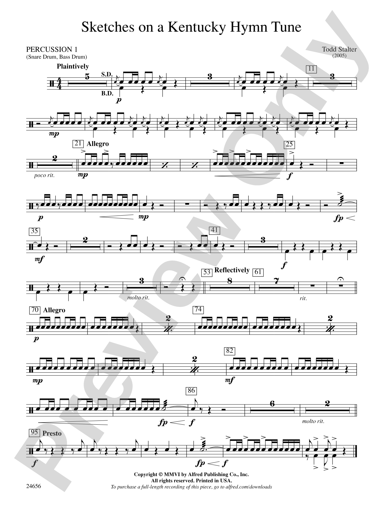 Sketches on a Kentucky Hymn Tune: 1st Percussion
