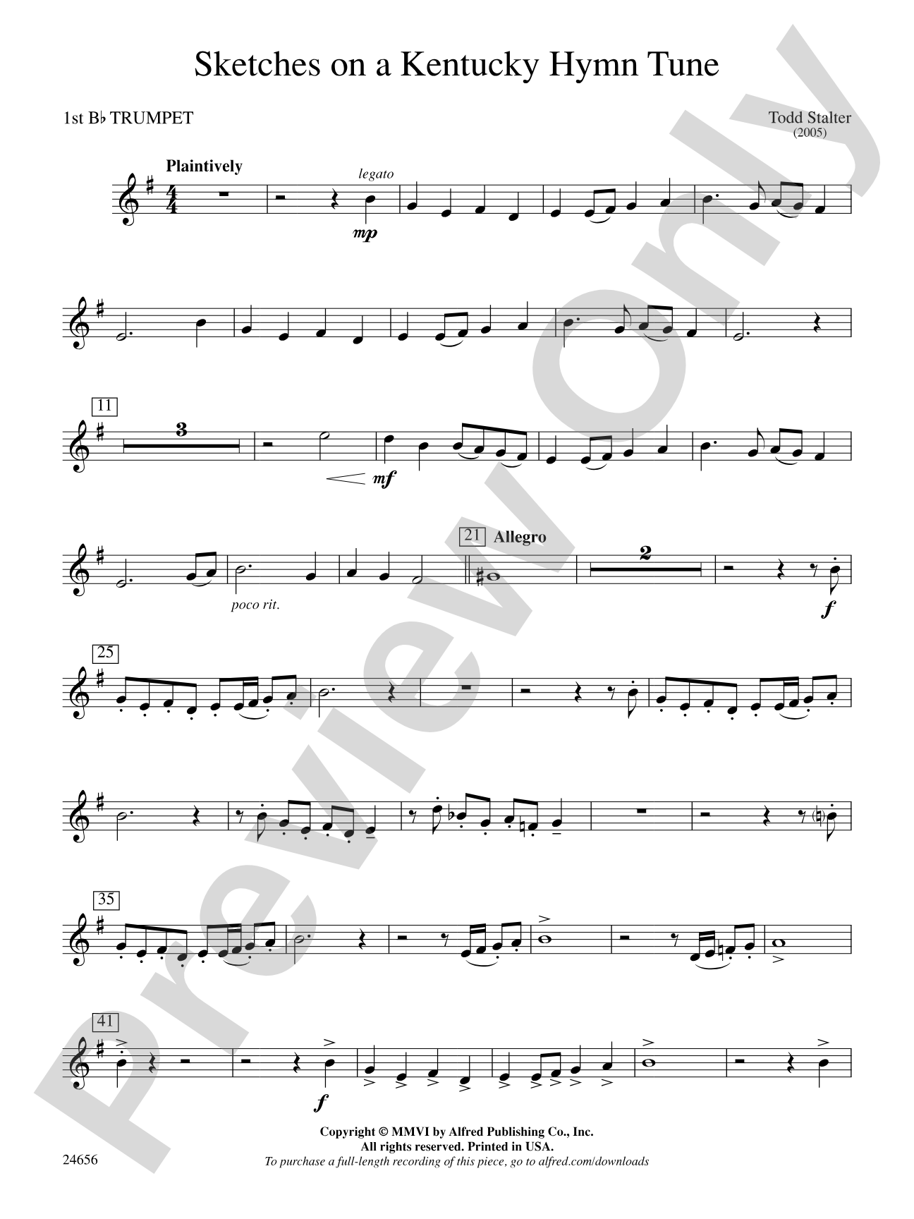 Sketches on a Kentucky Hymn Tune: 1st B-flat Trumpet