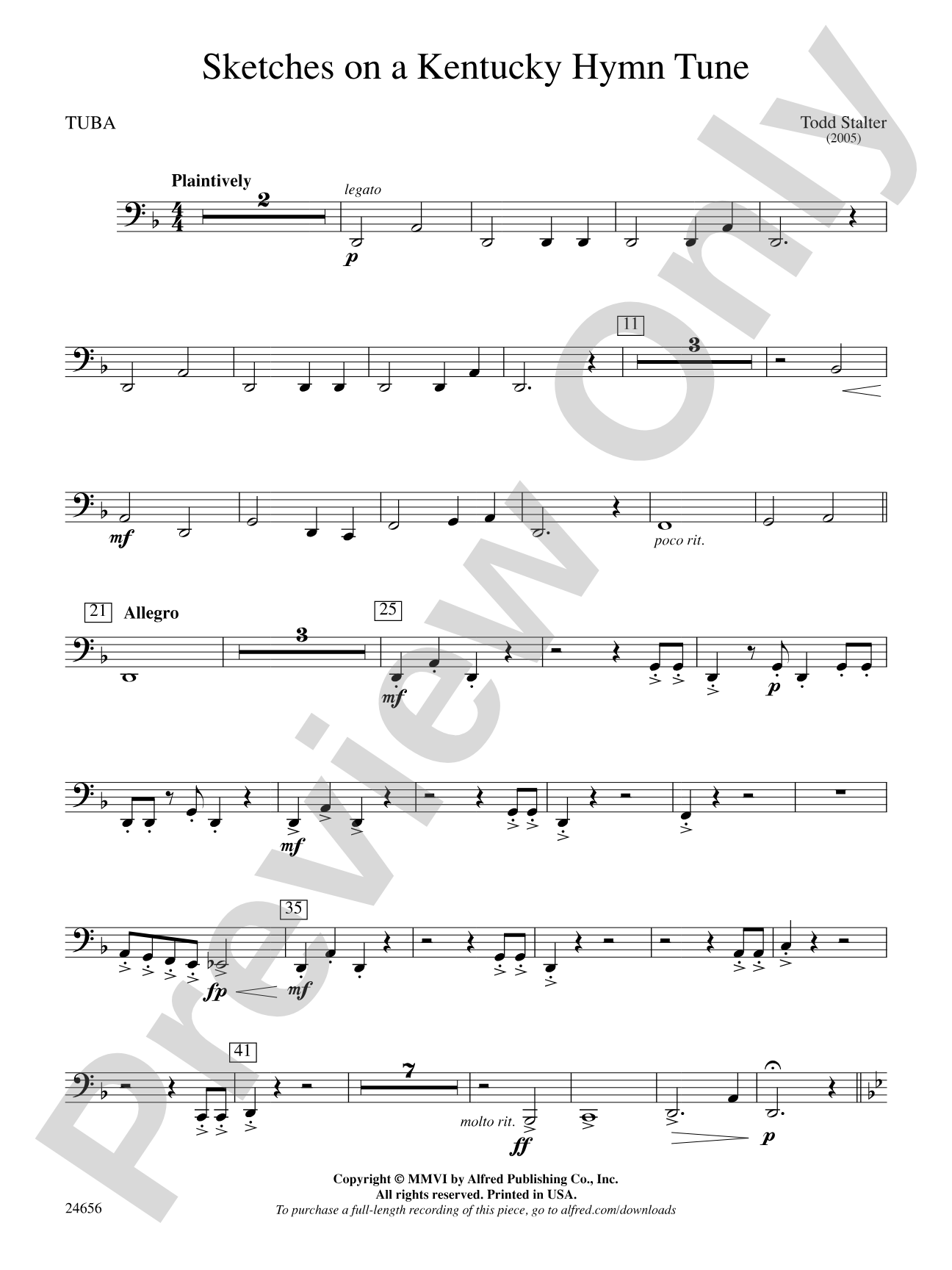 Sketches on a Kentucky Hymn Tune: Tuba