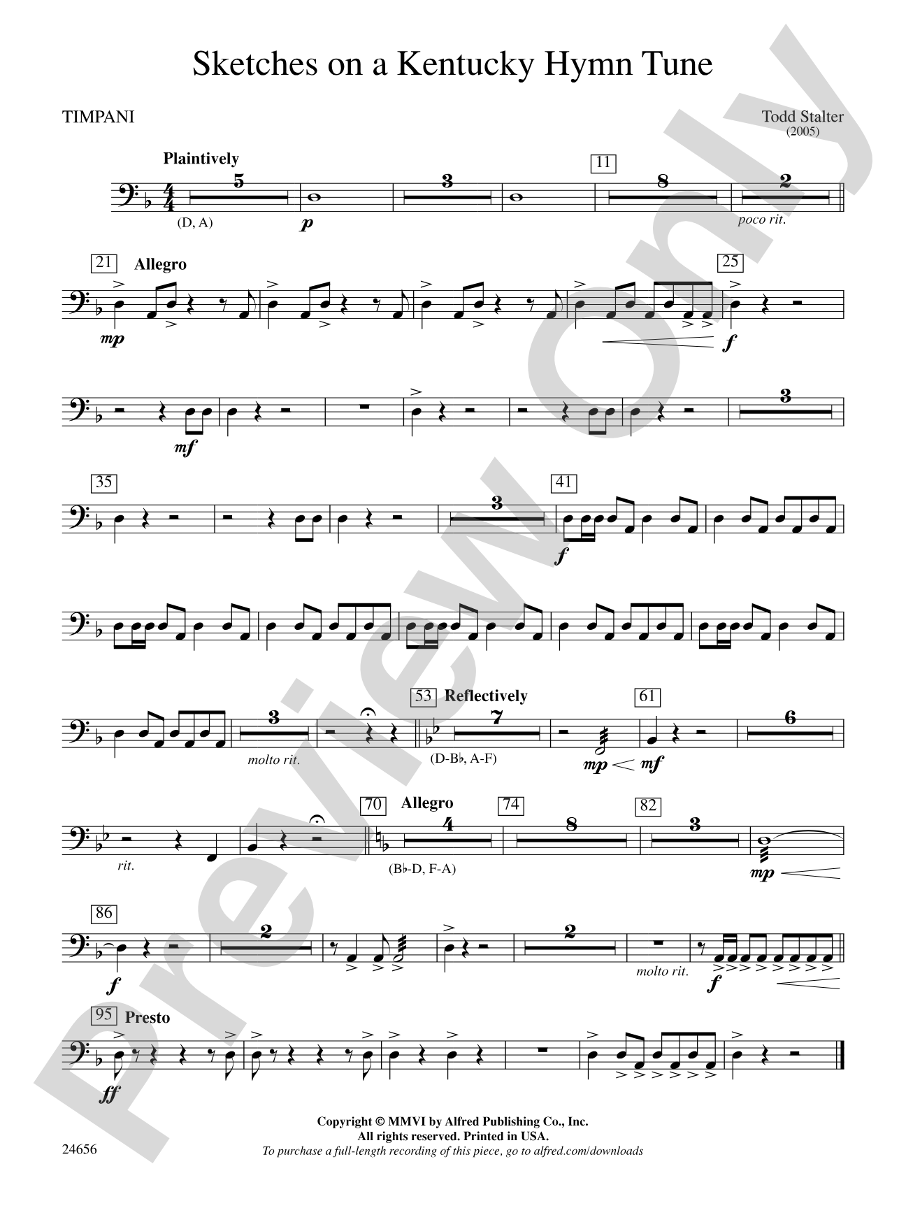 Sketches on a Kentucky Hymn Tune: Timpani