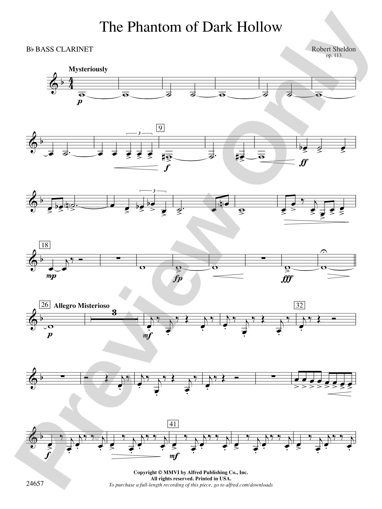 The Phantom of Dark Hollow: B-flat Bass Clarinet