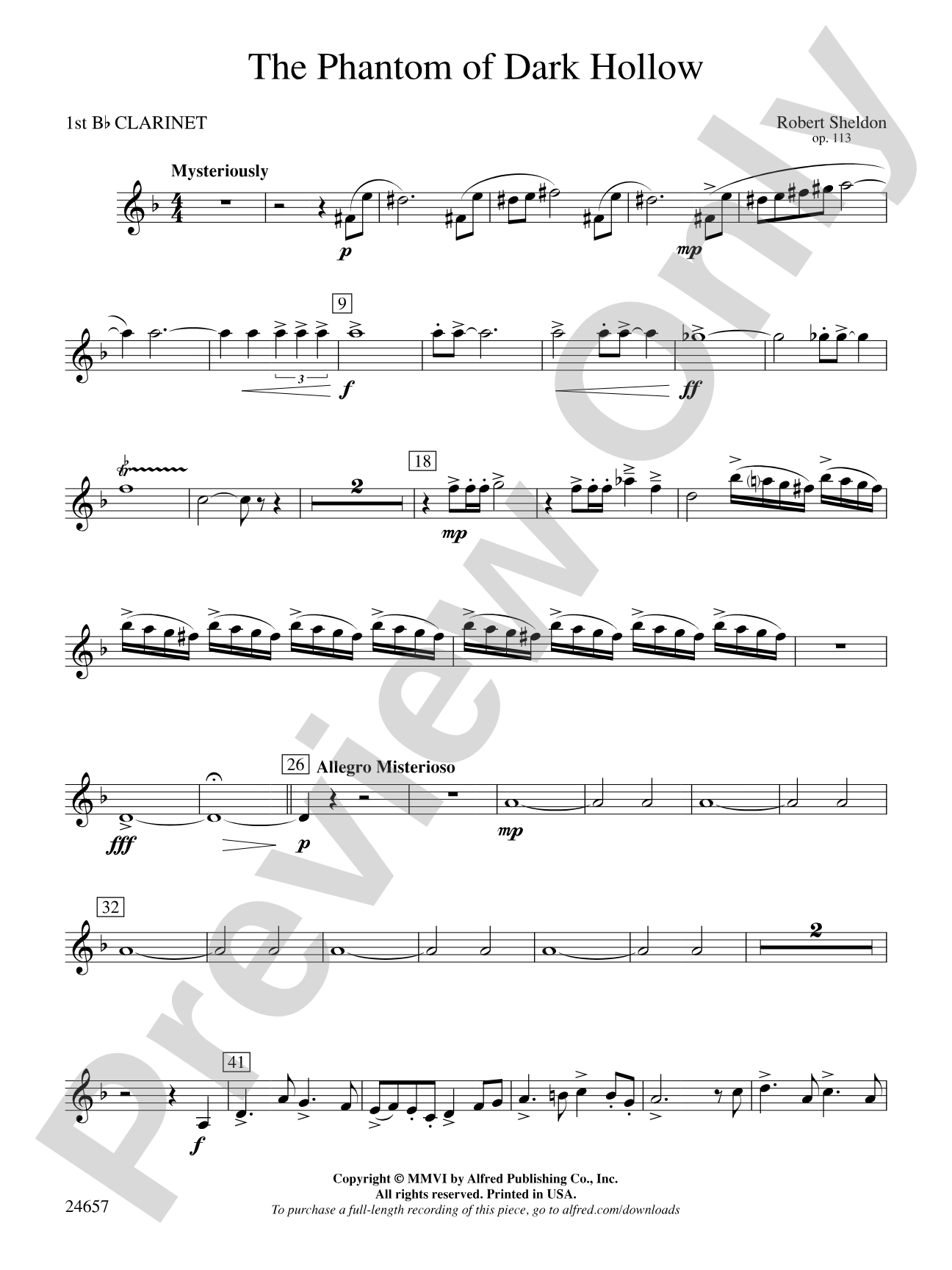 The Phantom of Dark Hollow: 1st B-flat Clarinet