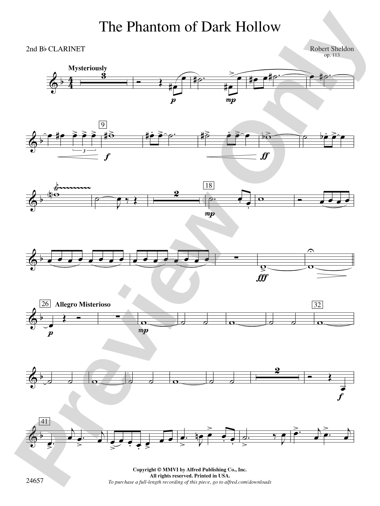 The Phantom of Dark Hollow: 2nd B-flat Clarinet