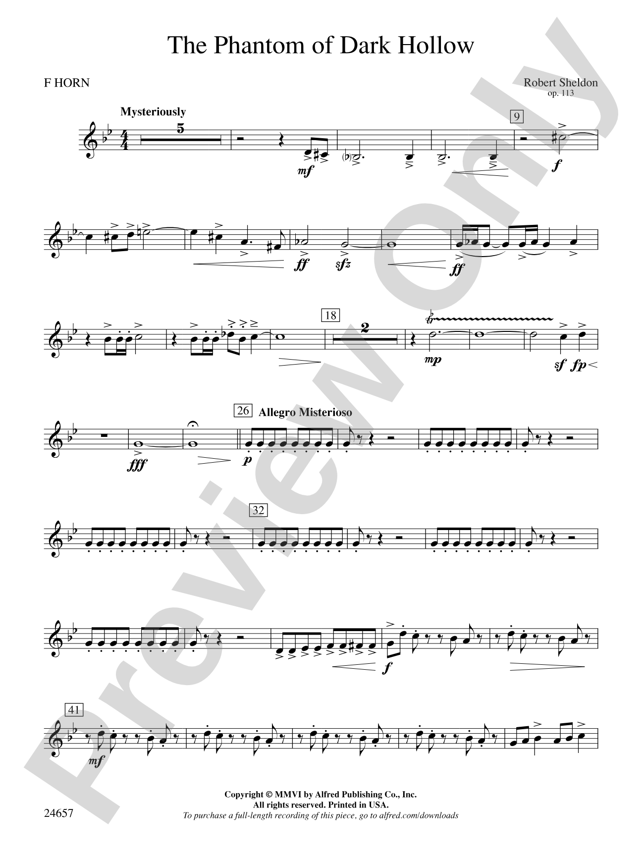 The Phantom of Dark Hollow: 1st F Horn