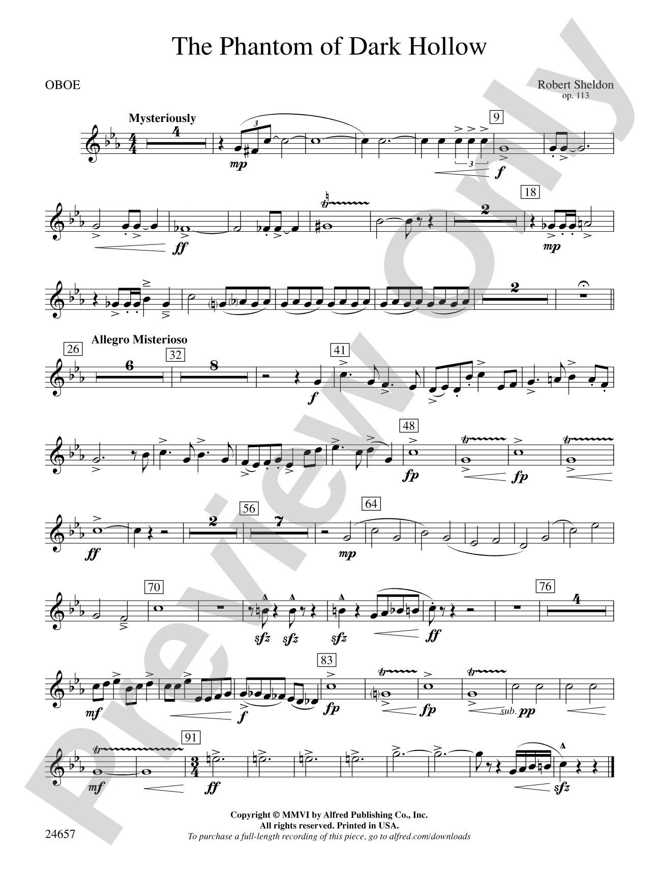 The Phantom of Dark Hollow: Oboe