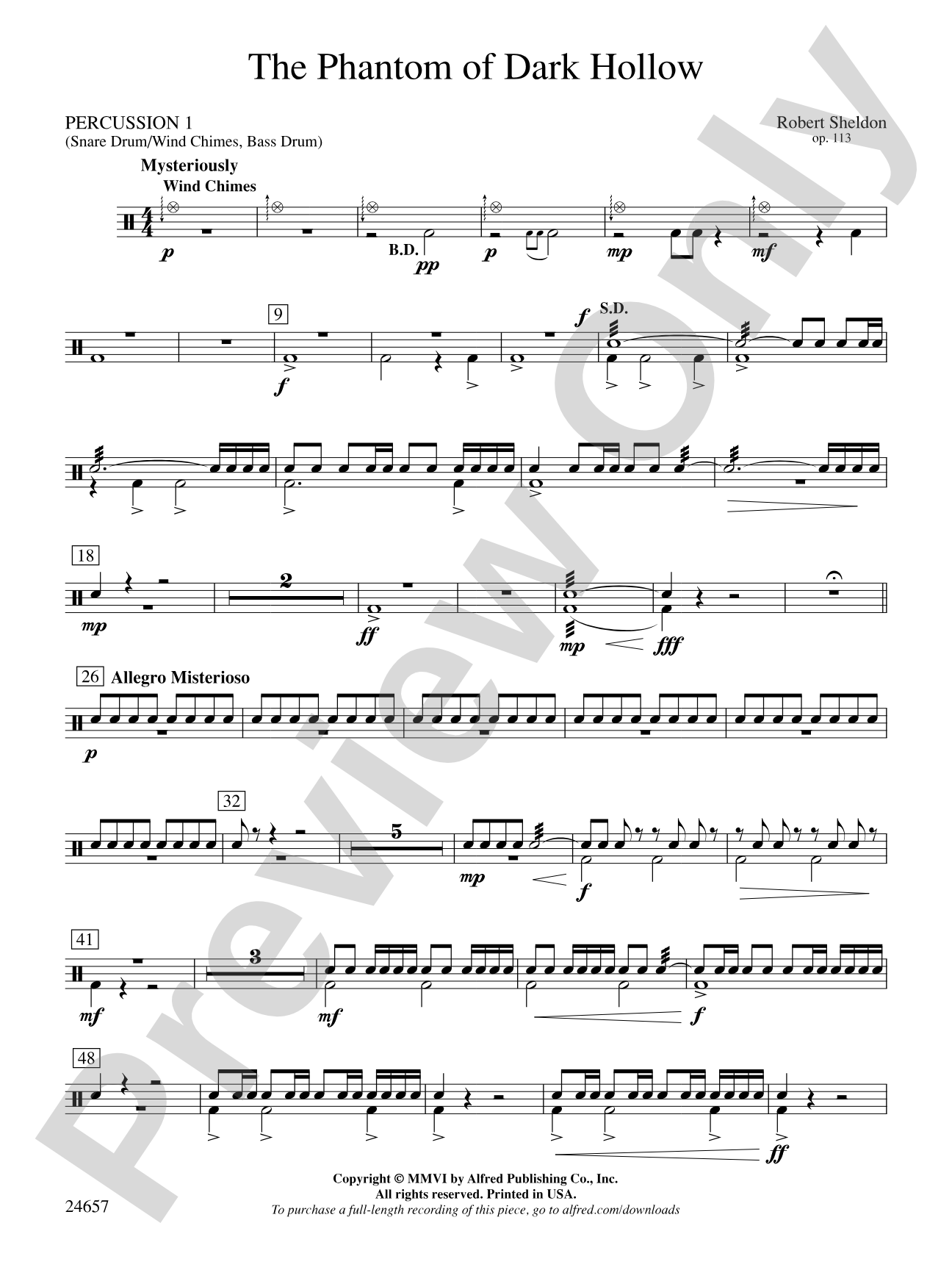 The Phantom of Dark Hollow: 1st Percussion