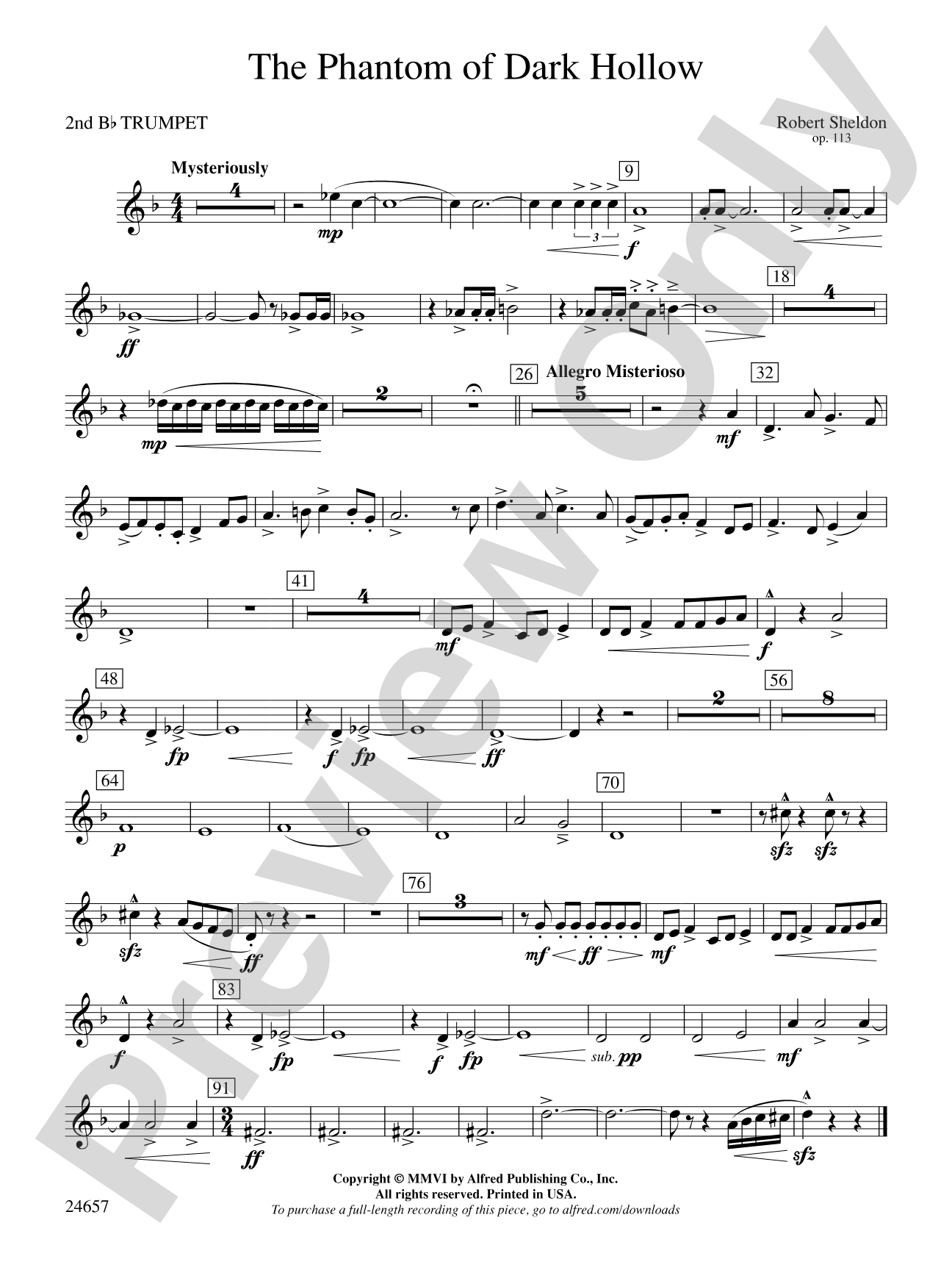 The Phantom of Dark Hollow: 2nd B-flat Trumpet