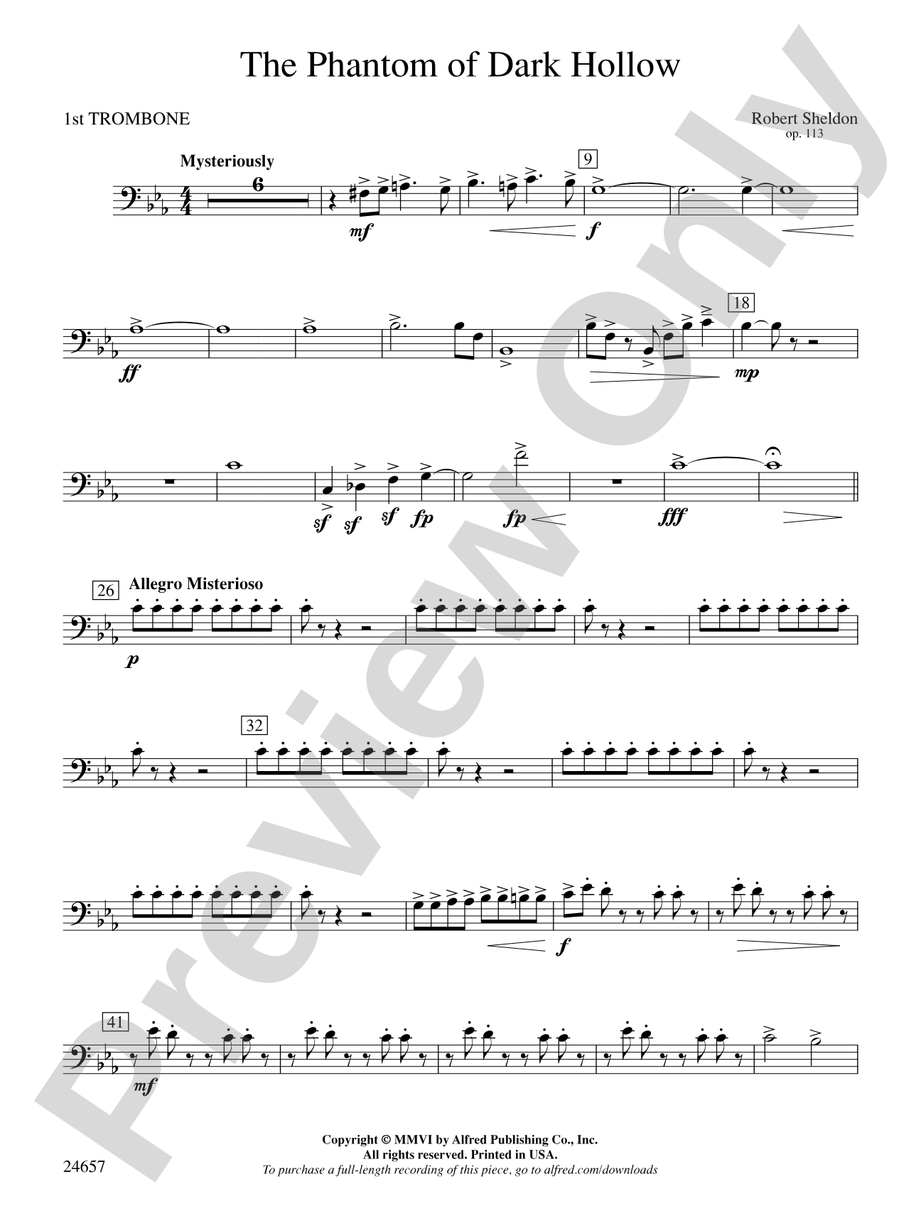 The Phantom of Dark Hollow: 1st Trombone