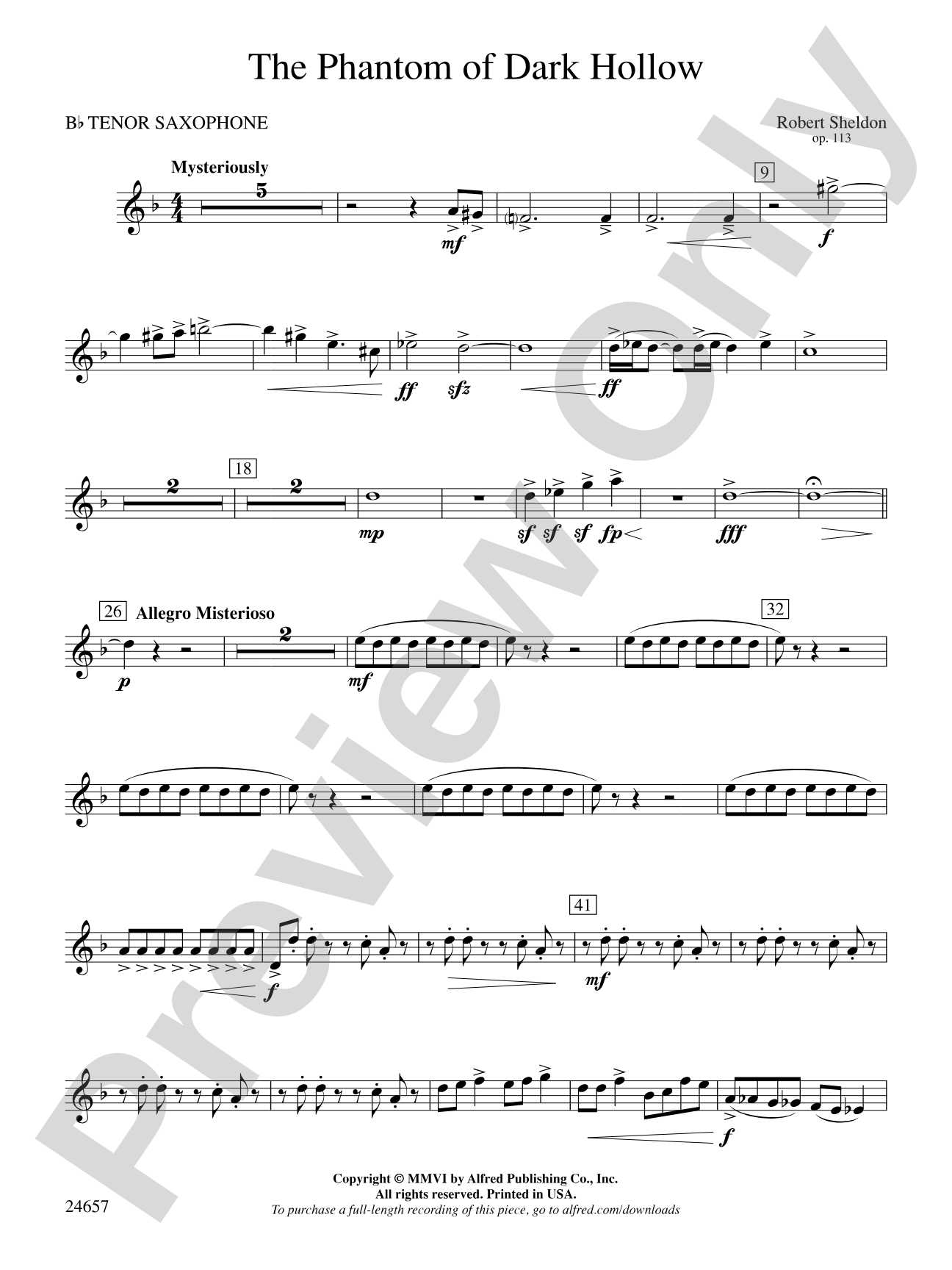 The Phantom of Dark Hollow: B-flat Tenor Saxophone