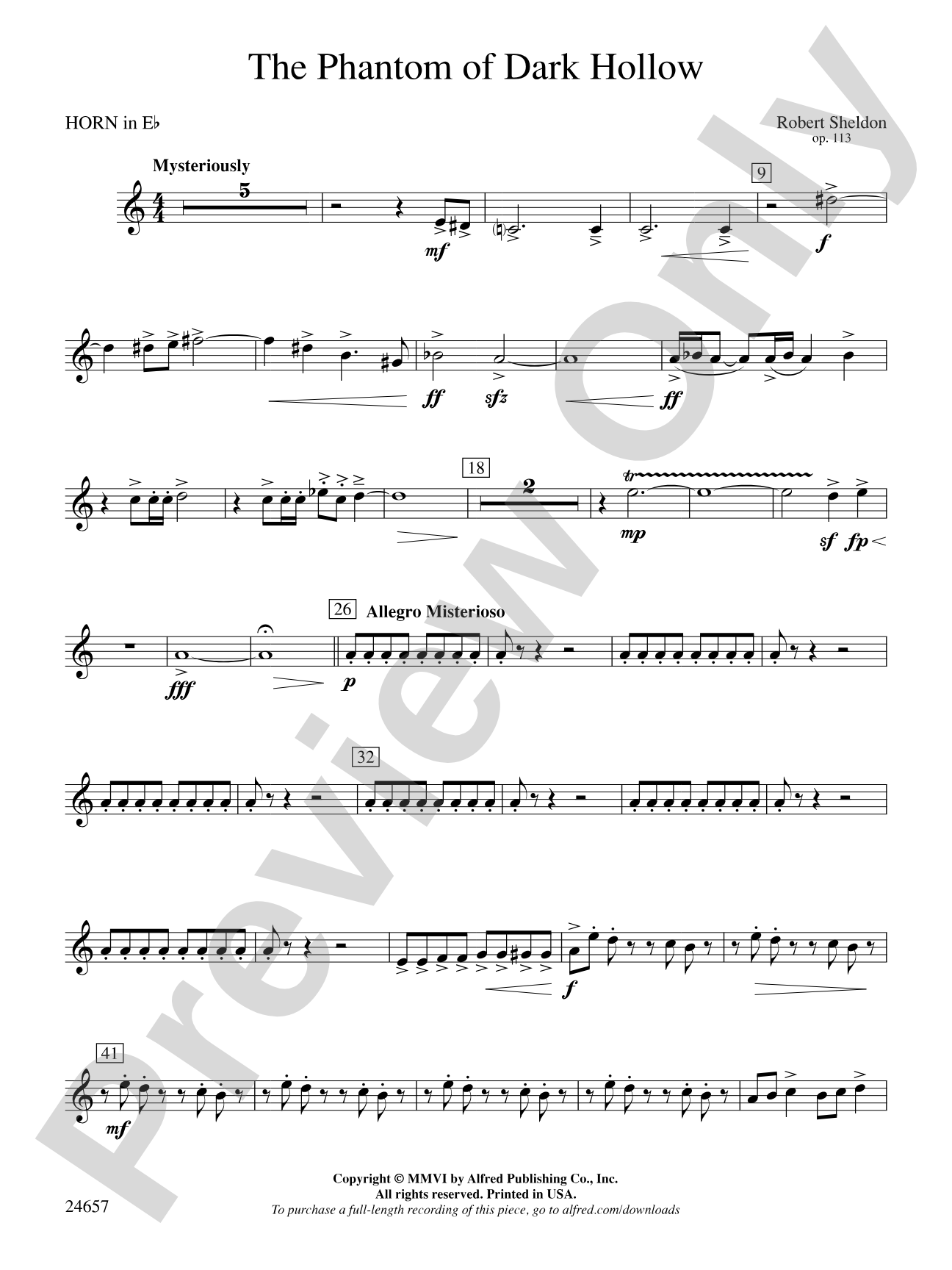 The Phantom of Dark Hollow: (wp) 1st Horn in E-flat