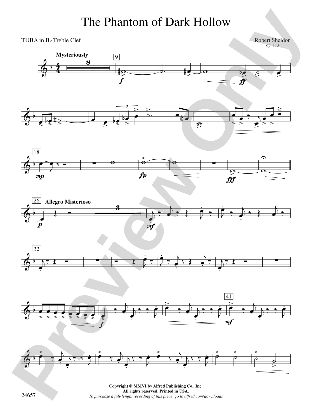 The Phantom of Dark Hollow: (wp) B-flat Tuba T.C.