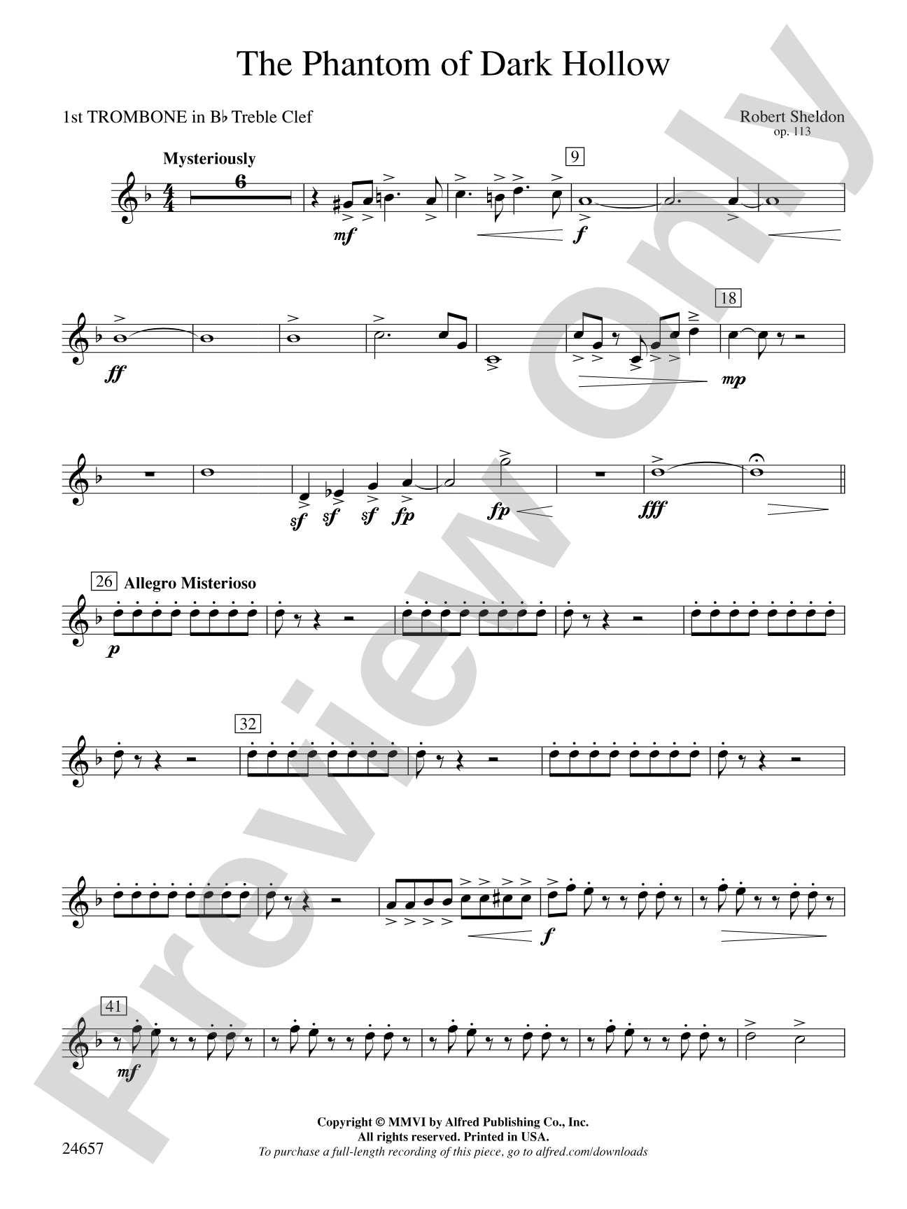 The Phantom of Dark Hollow: (wp) 1st B-flat Trombone T.C.