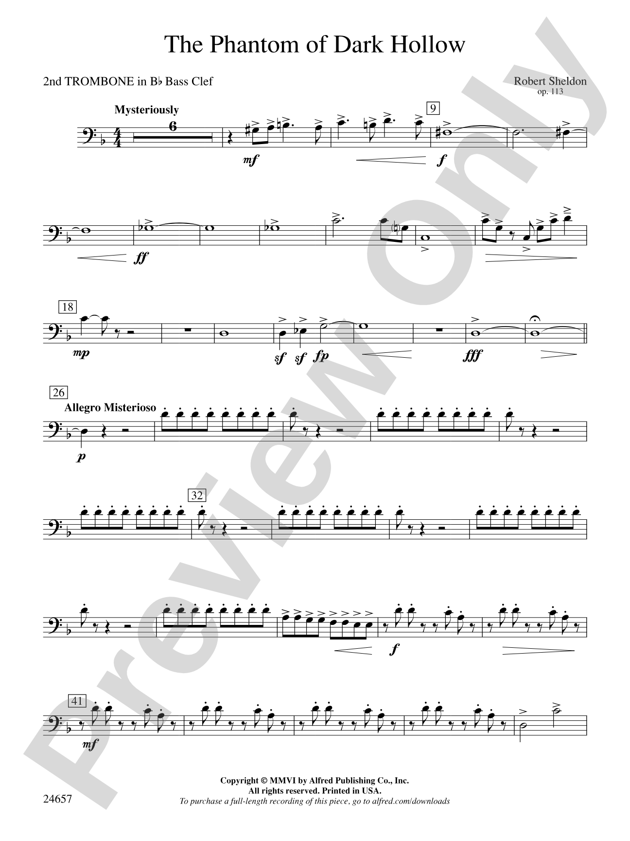 The Phantom of Dark Hollow: (wp) 2nd B-flat Trombone B.C.