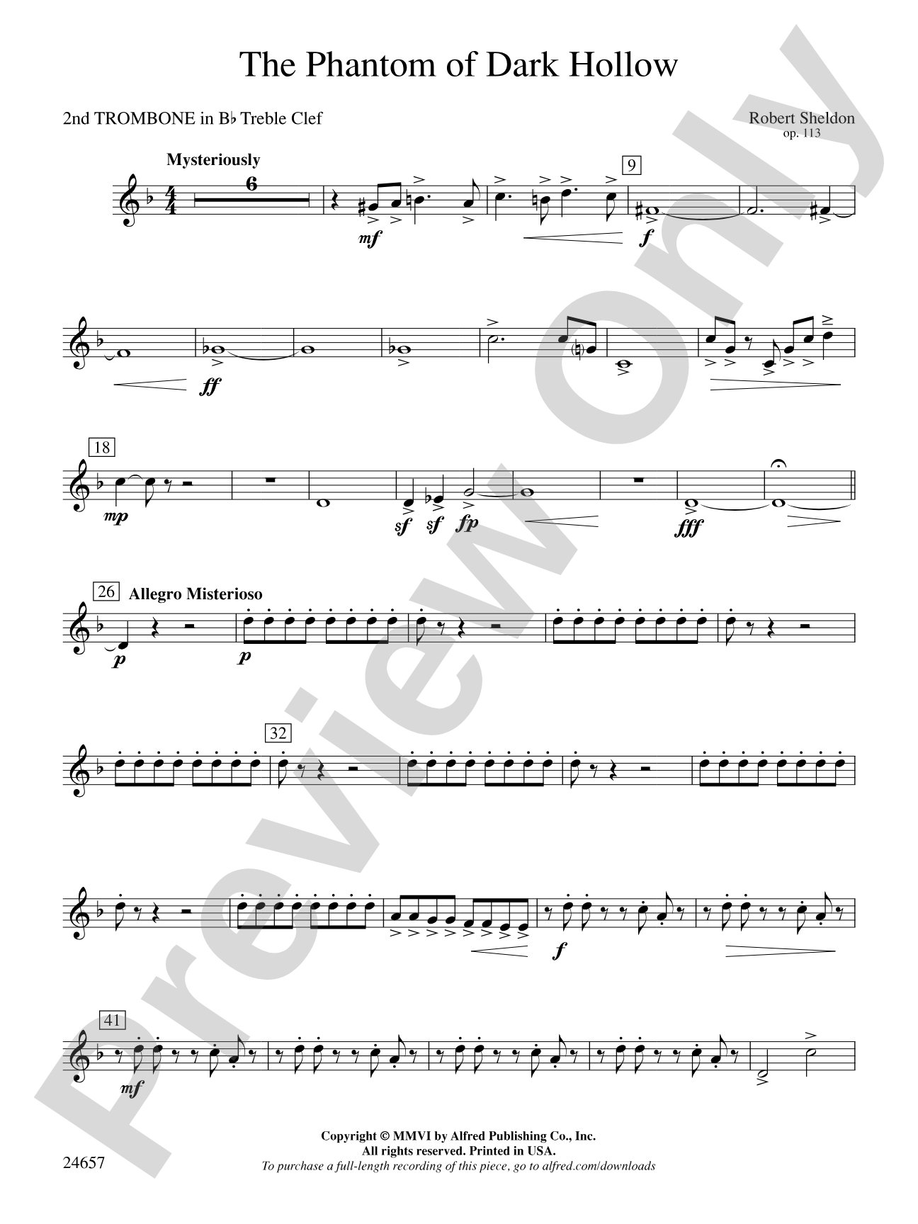 The Phantom of Dark Hollow: (wp) 2nd B-flat Trombone T.C.