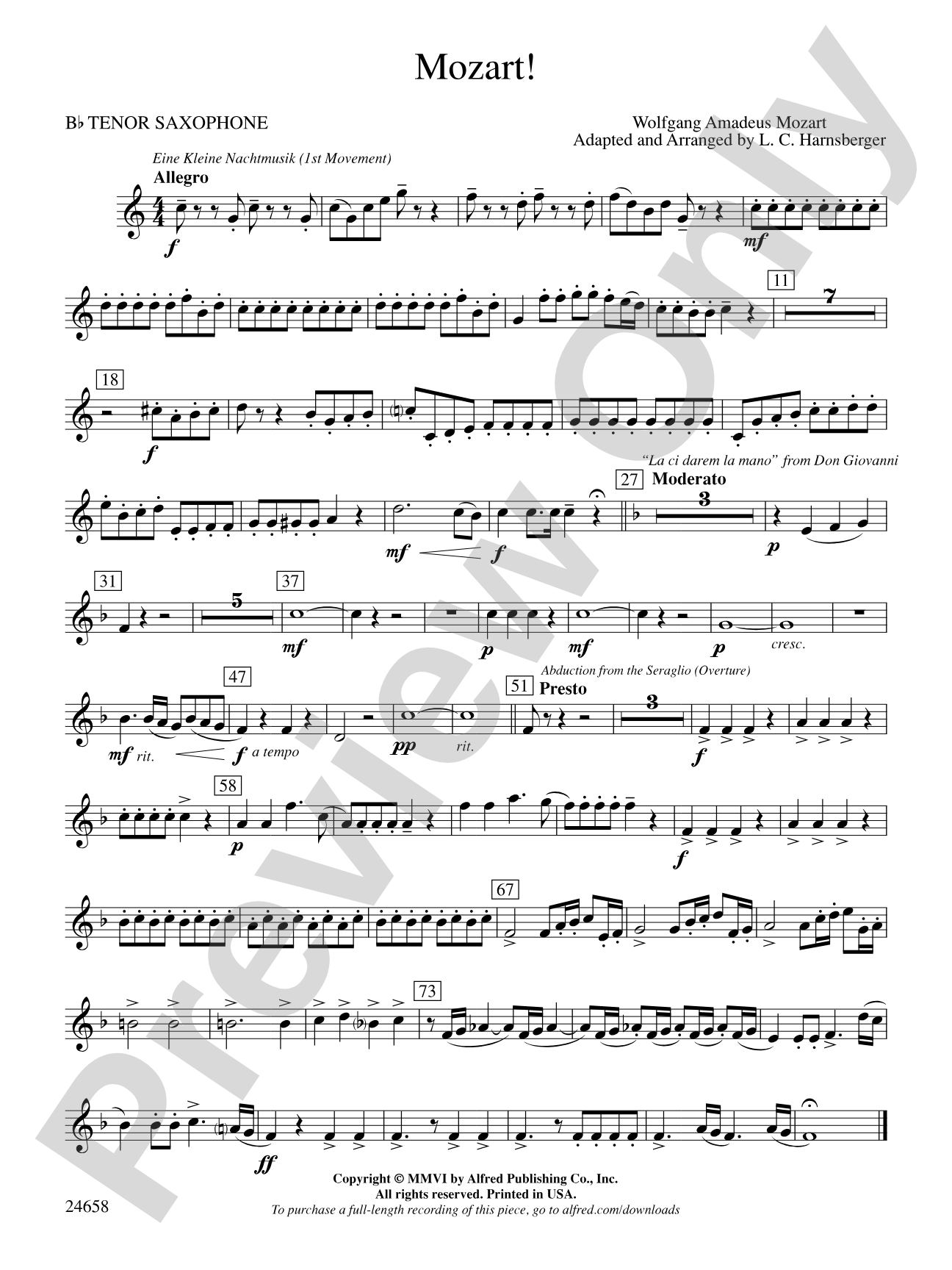 Mozart!: B-flat Tenor Saxophone