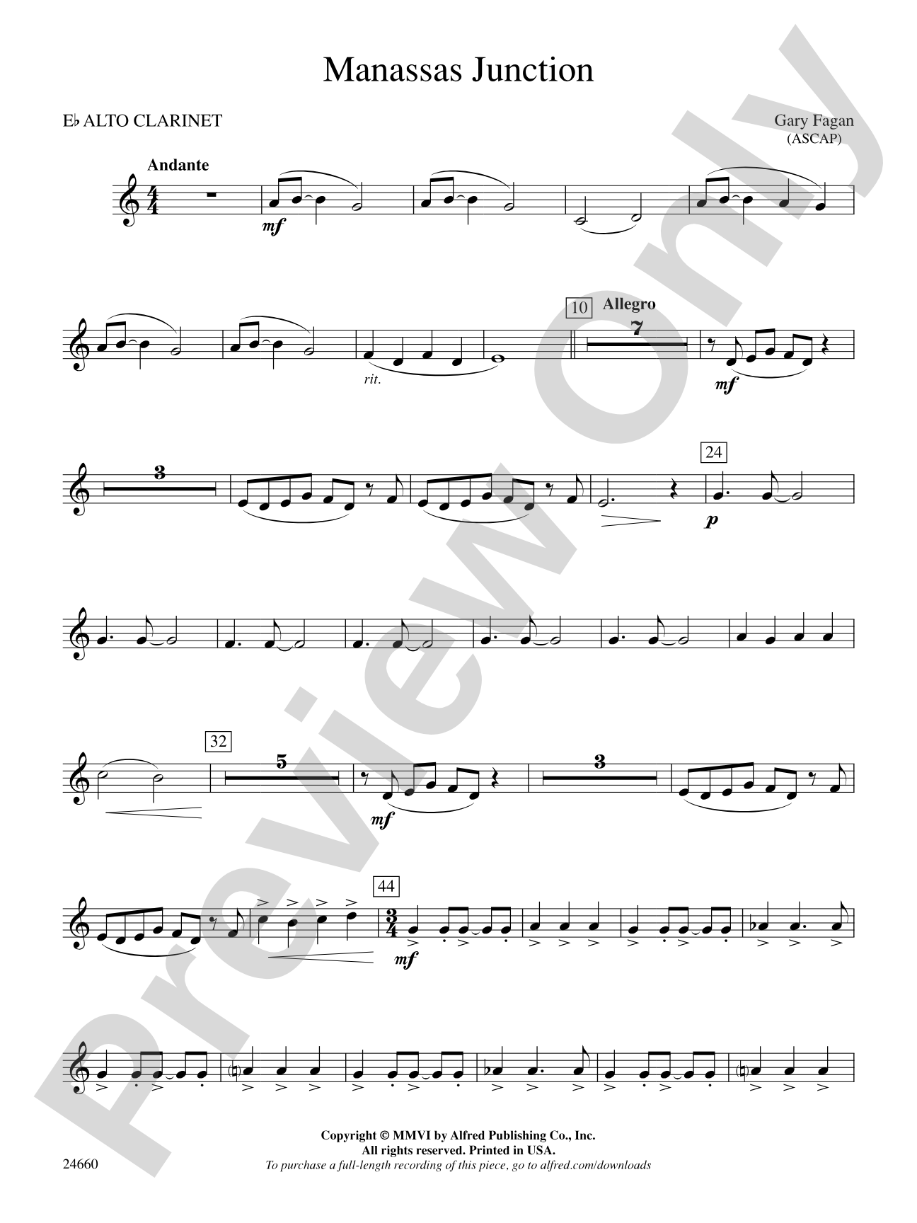 Manassas Junction: E-flat Alto Clarinet