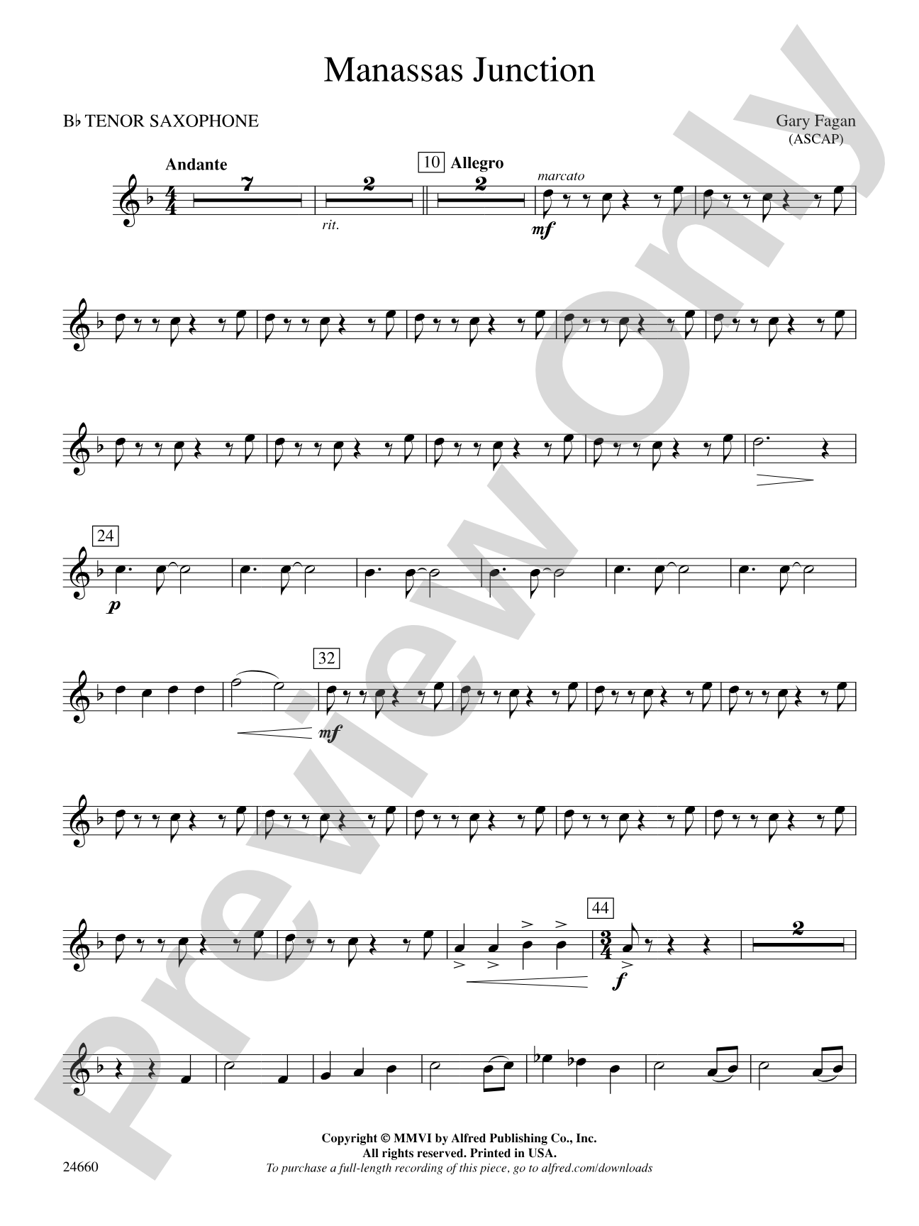 Manassas Junction: B-flat Tenor Saxophone