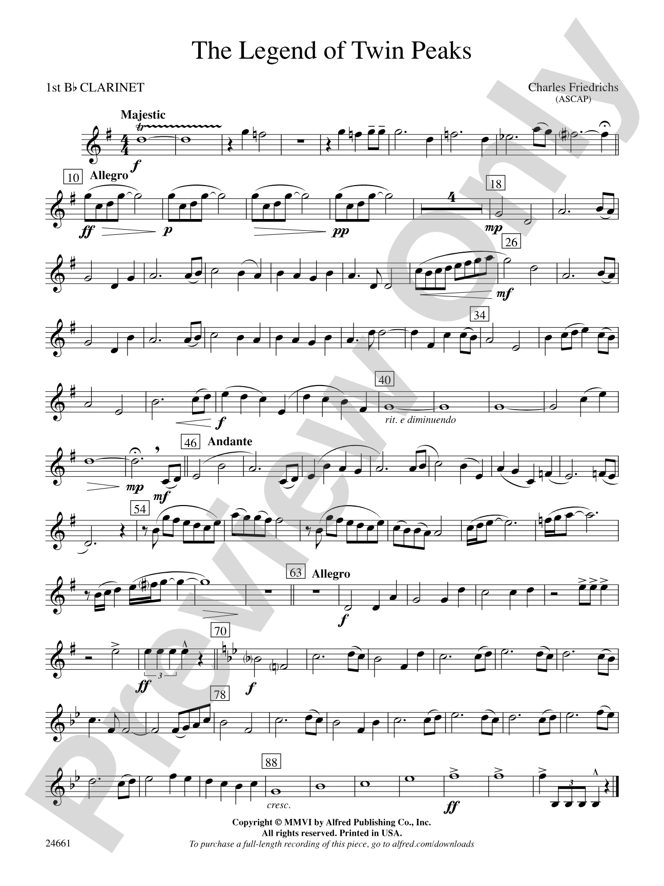The Legend of Twin Peaks: 1st B-flat Clarinet