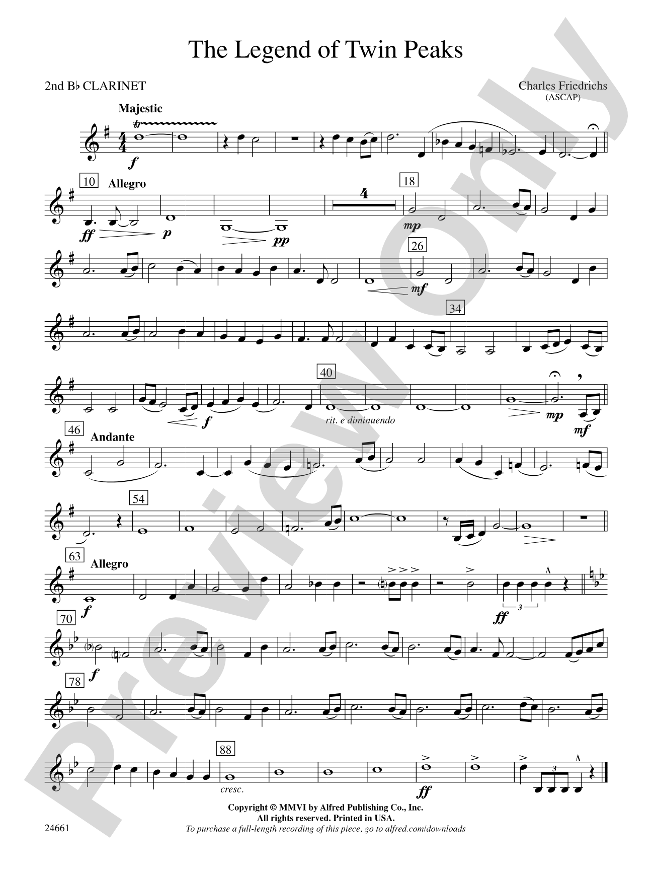 The Legend of Twin Peaks: 2nd B-flat Clarinet