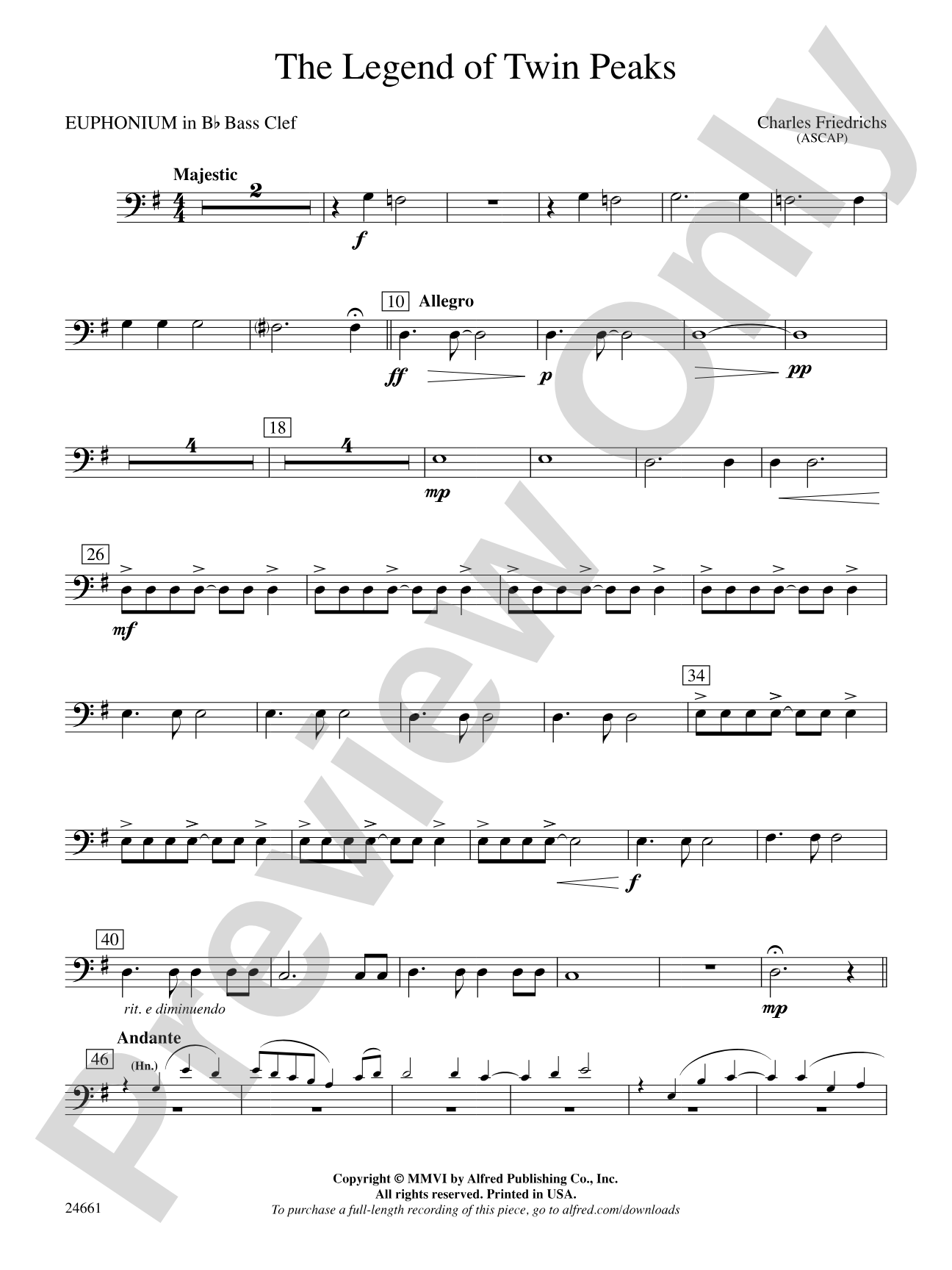 The Legend of Twin Peaks: (wp) B-flat Baritone B.C.