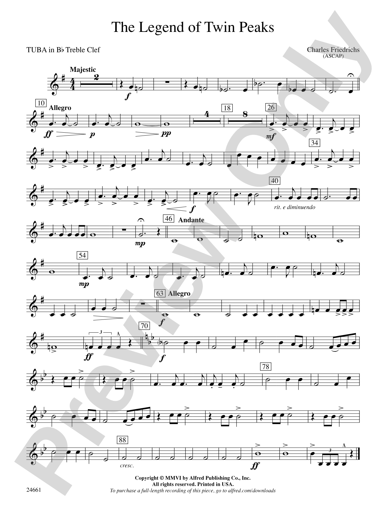 The Legend of Twin Peaks: (wp) B-flat Tuba T.C.